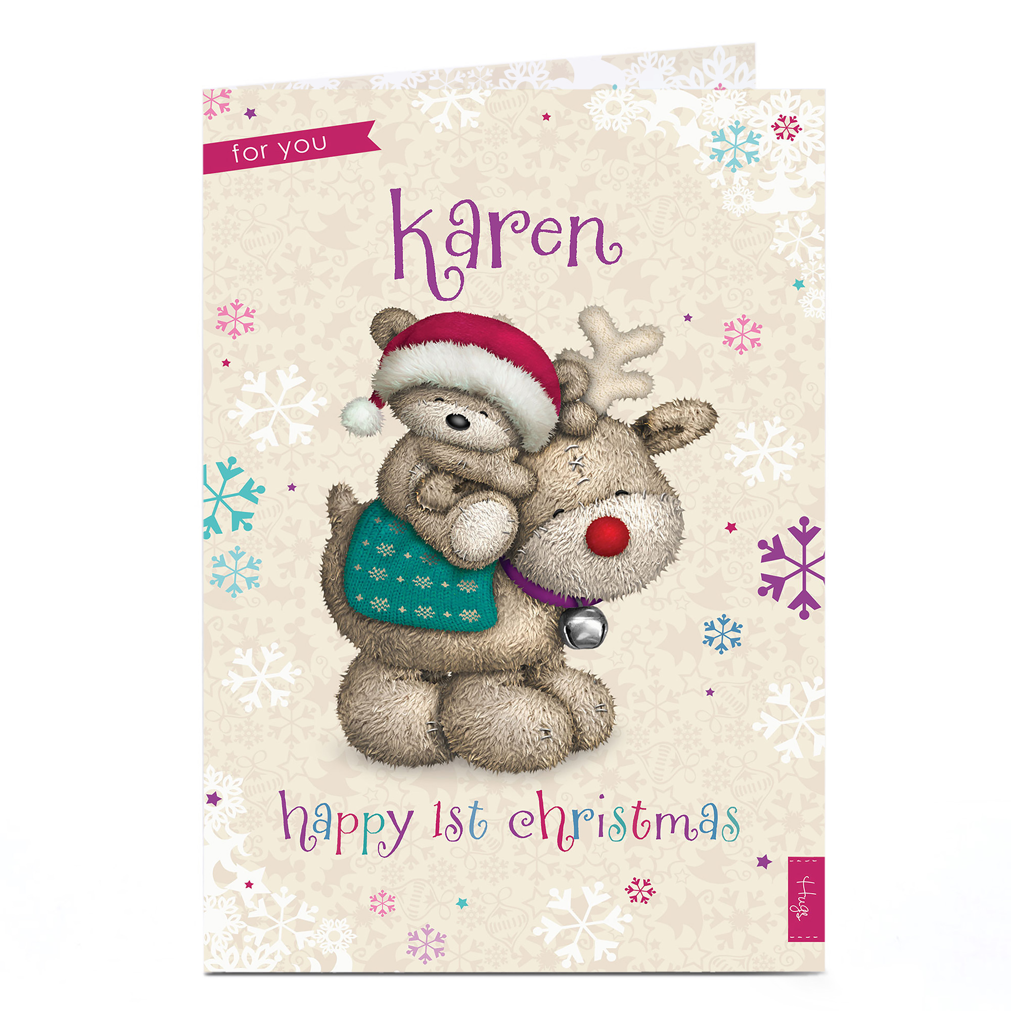 Hugs Personalised Christmas Card - Happy 1st Christmas