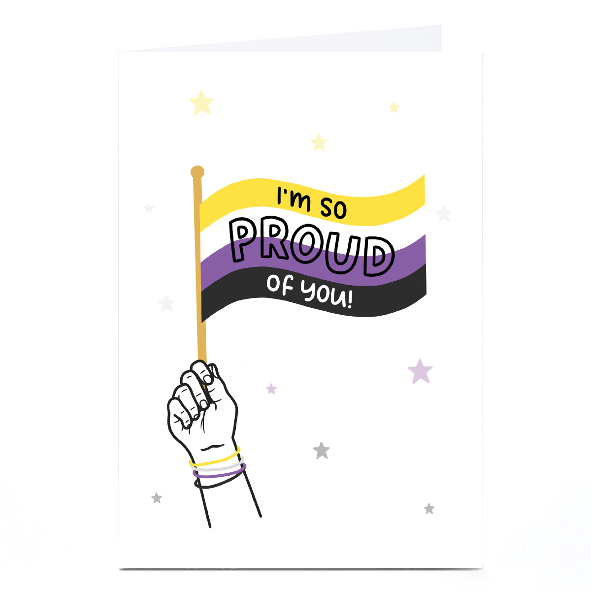 Personalised Blue Kiwi Pride Card - Non-Binary Flag