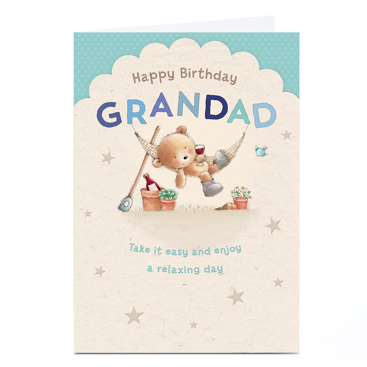 Birthday Card - Gardening Bear Hammock, Grandad
