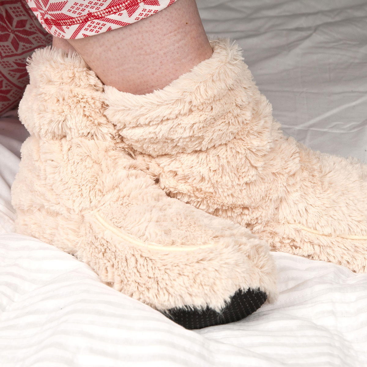 Cozy Boots Cream Microwavable Slipper Boots