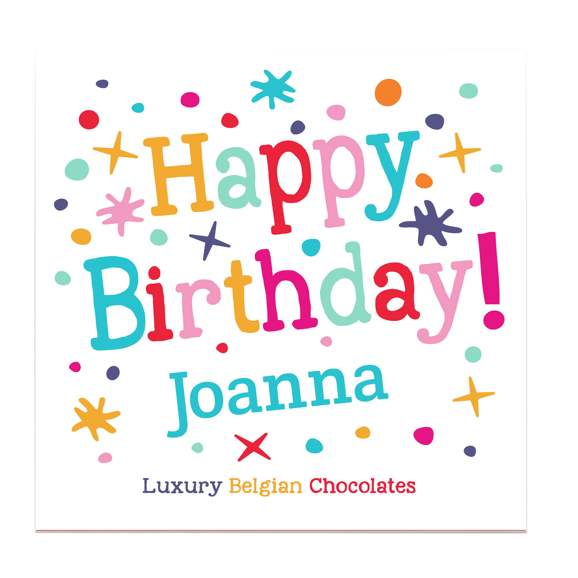 Personalised Belgian Chocolates - Happy Birthday Any Message