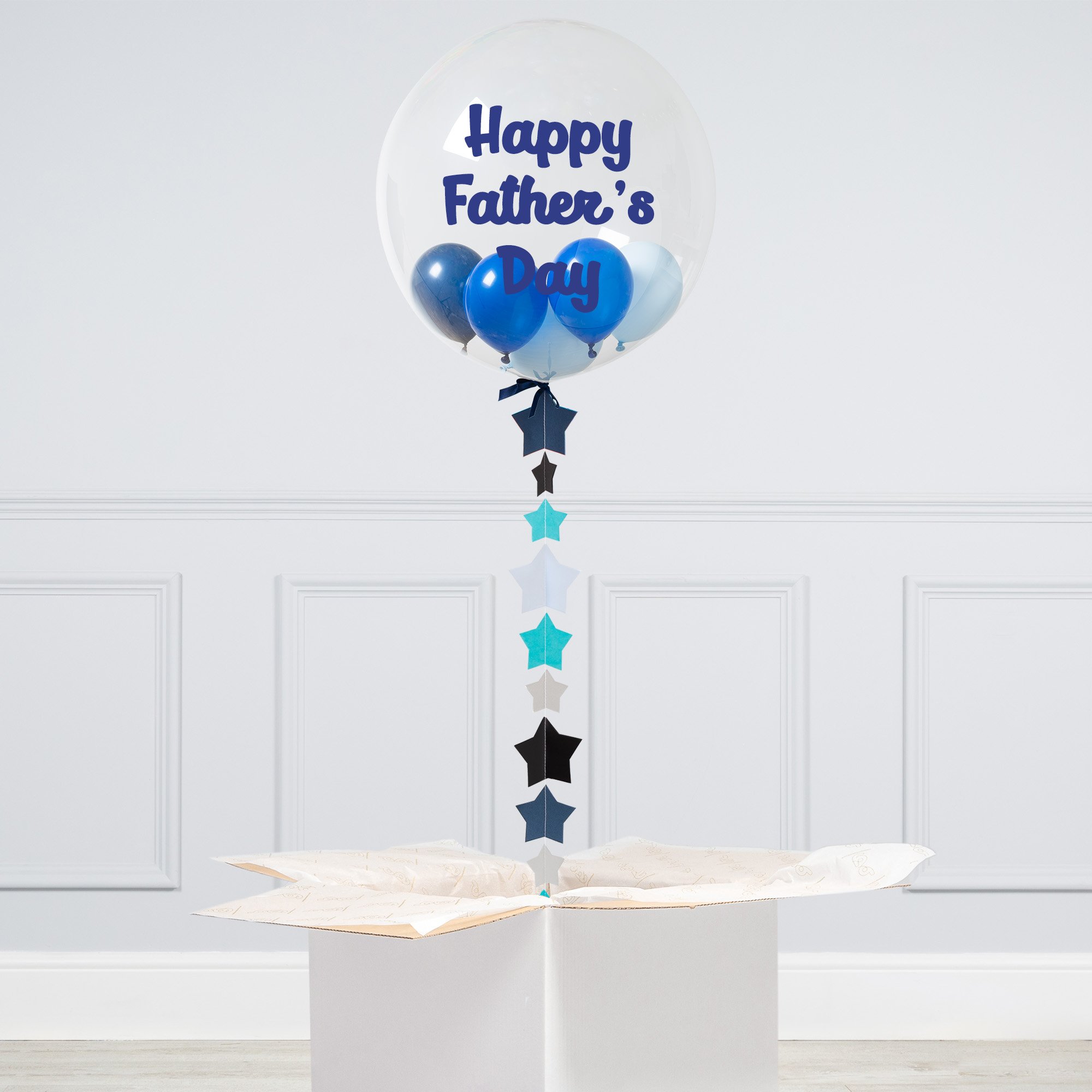 Personalised Deep Blue Mini Filled Bubble Balloon - Delivered Inflated!