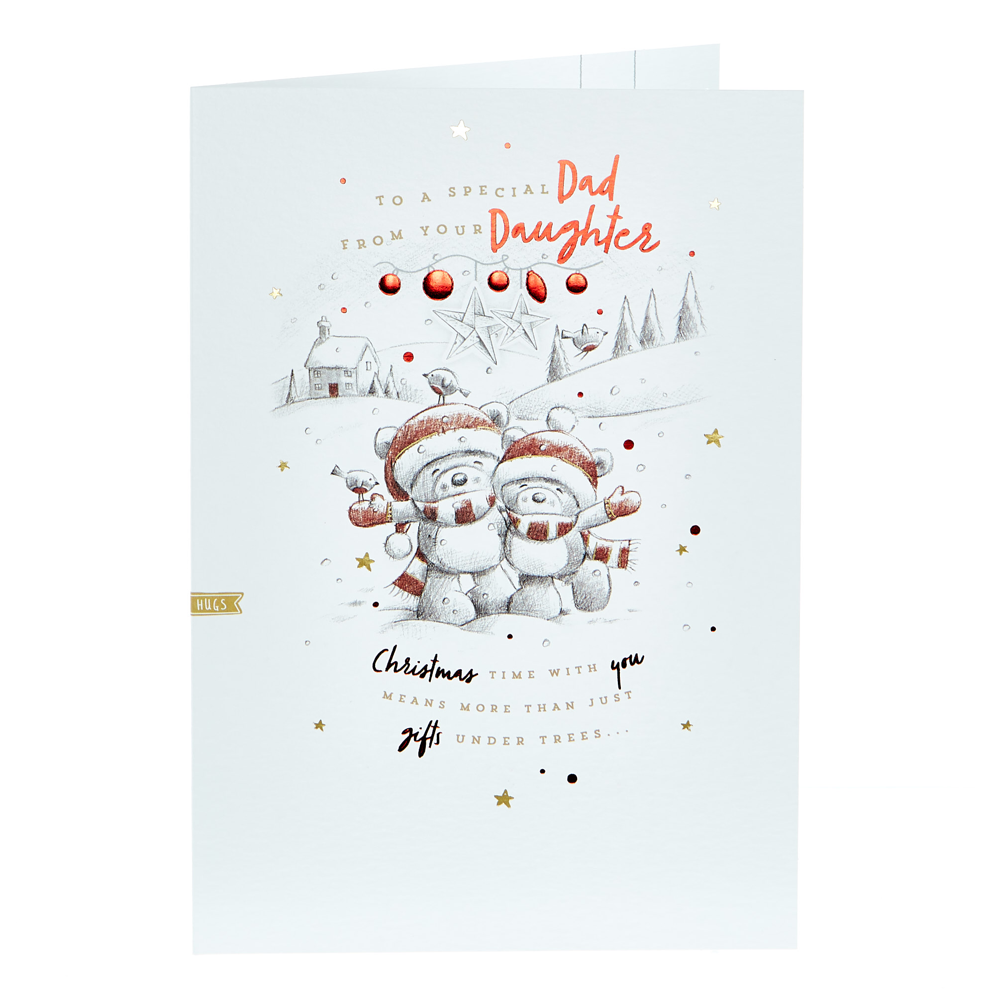 Hugs Bear Christmas Card - Dad from your Daughter