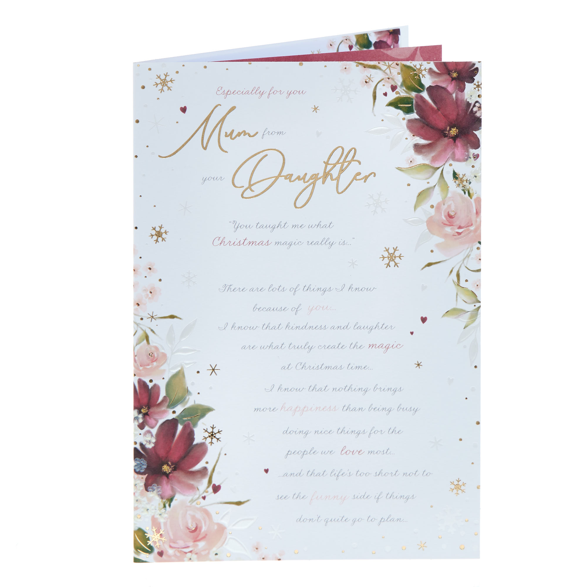 Mum From Daughter Floral Verse Christmas Card
