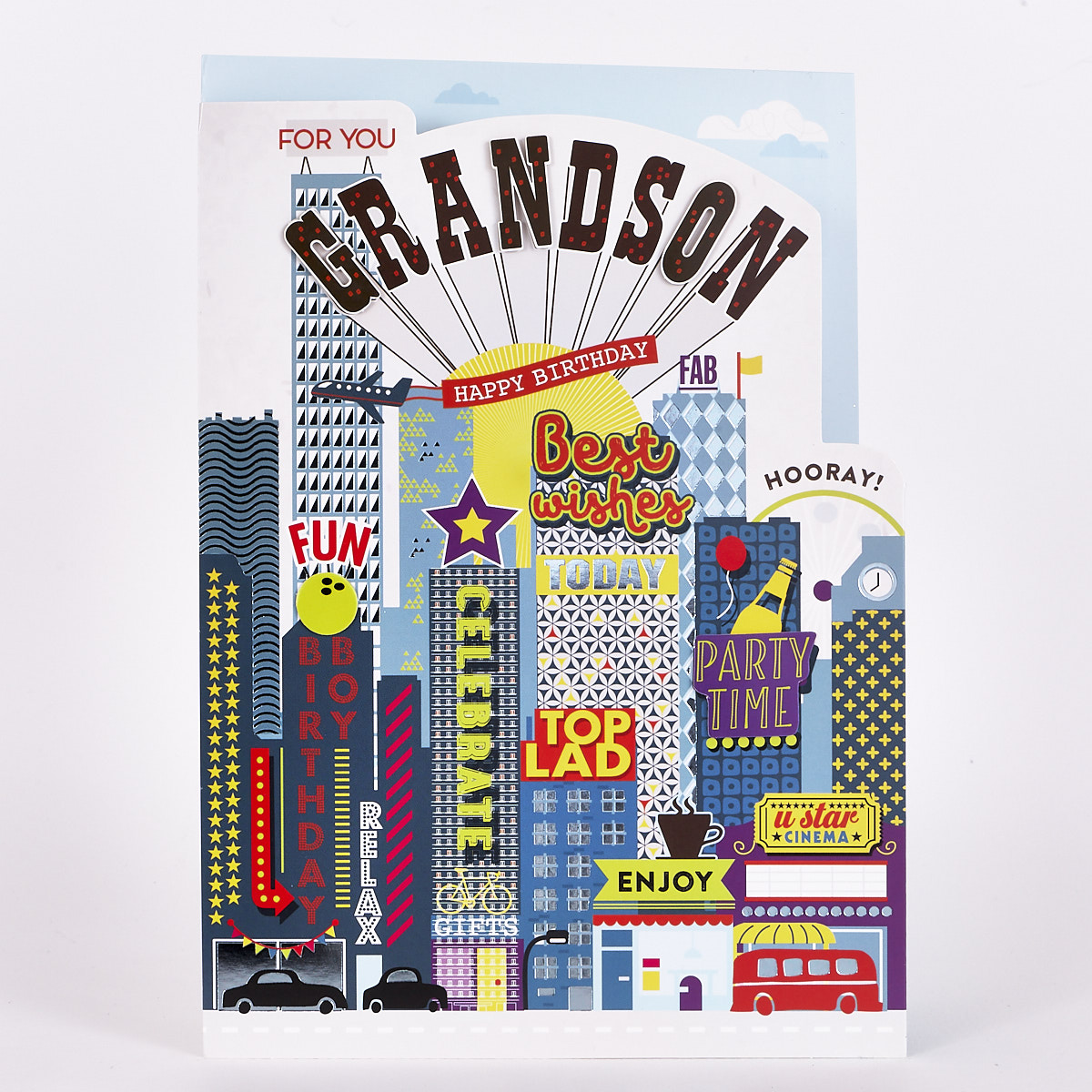 Signature Collection Birthday Card - Grandson City Scene