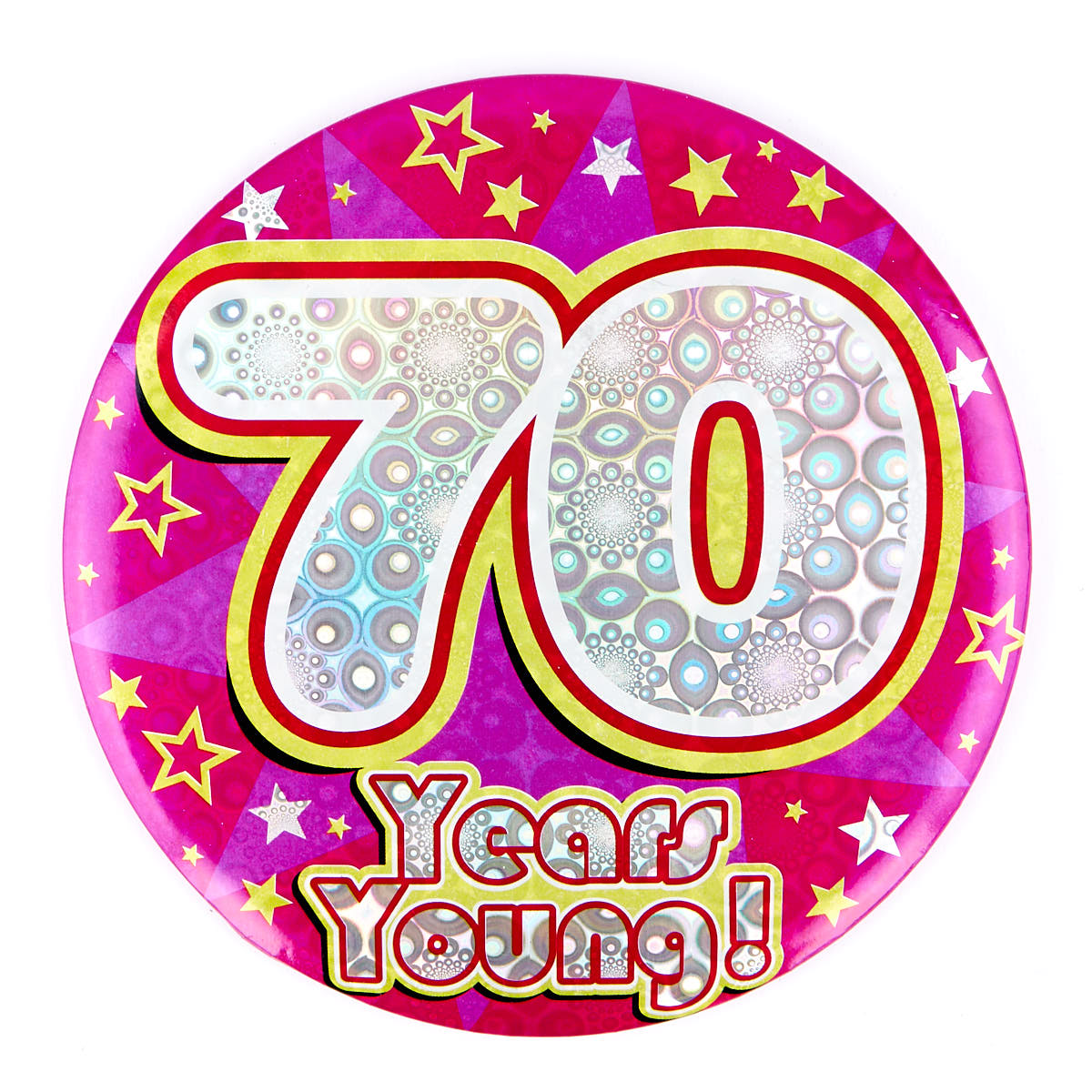 Holographic Age 70 Giant Birthday Badge