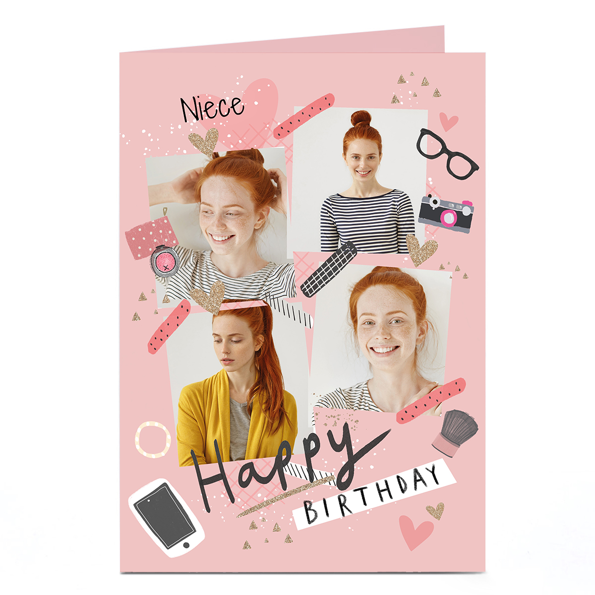 Photo Birthday Card - Pink, Niece