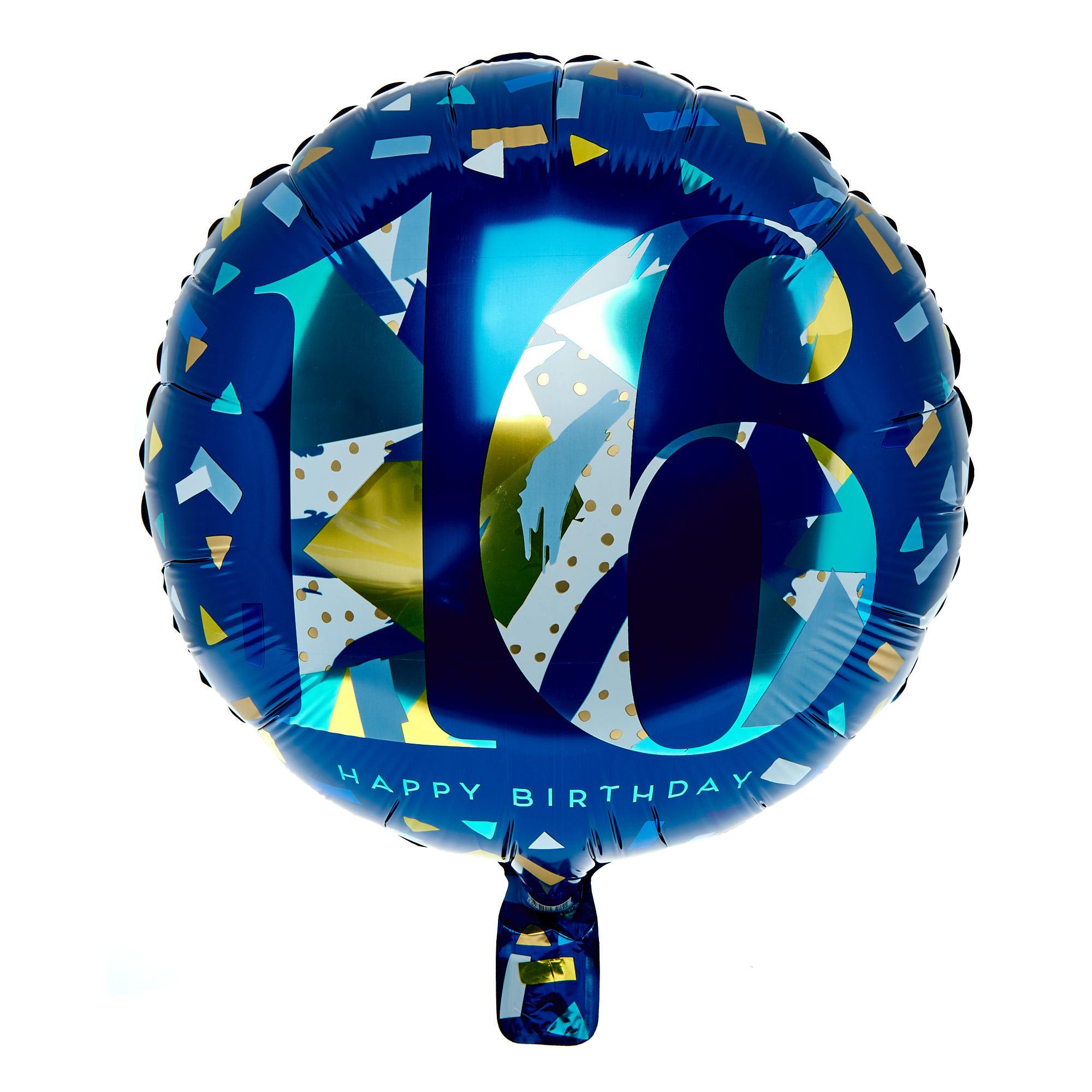 Blue & Gold 16th Birthday 18-Inch Foil Helium Balloon