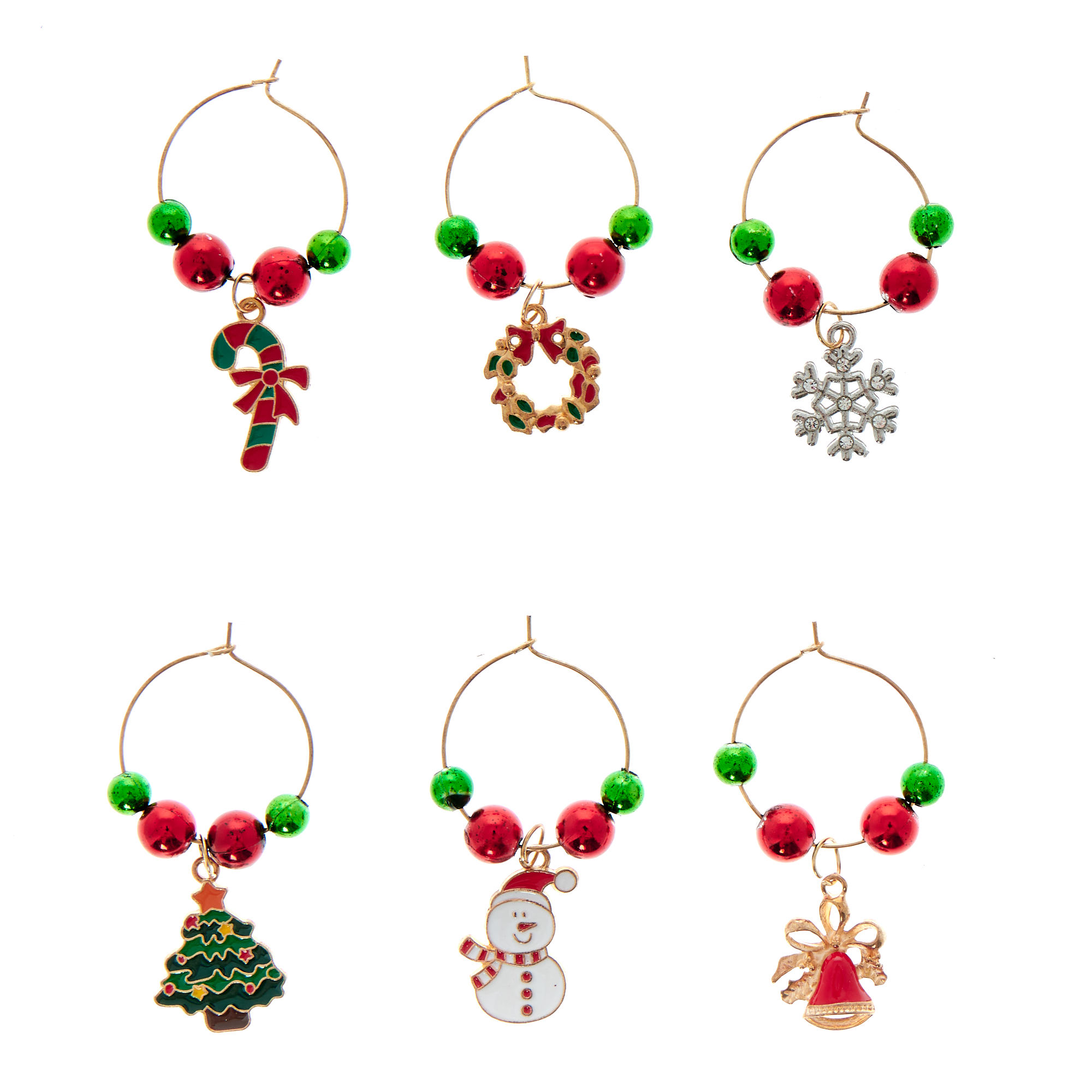 Christmas Wine glass charms - Pack of 6