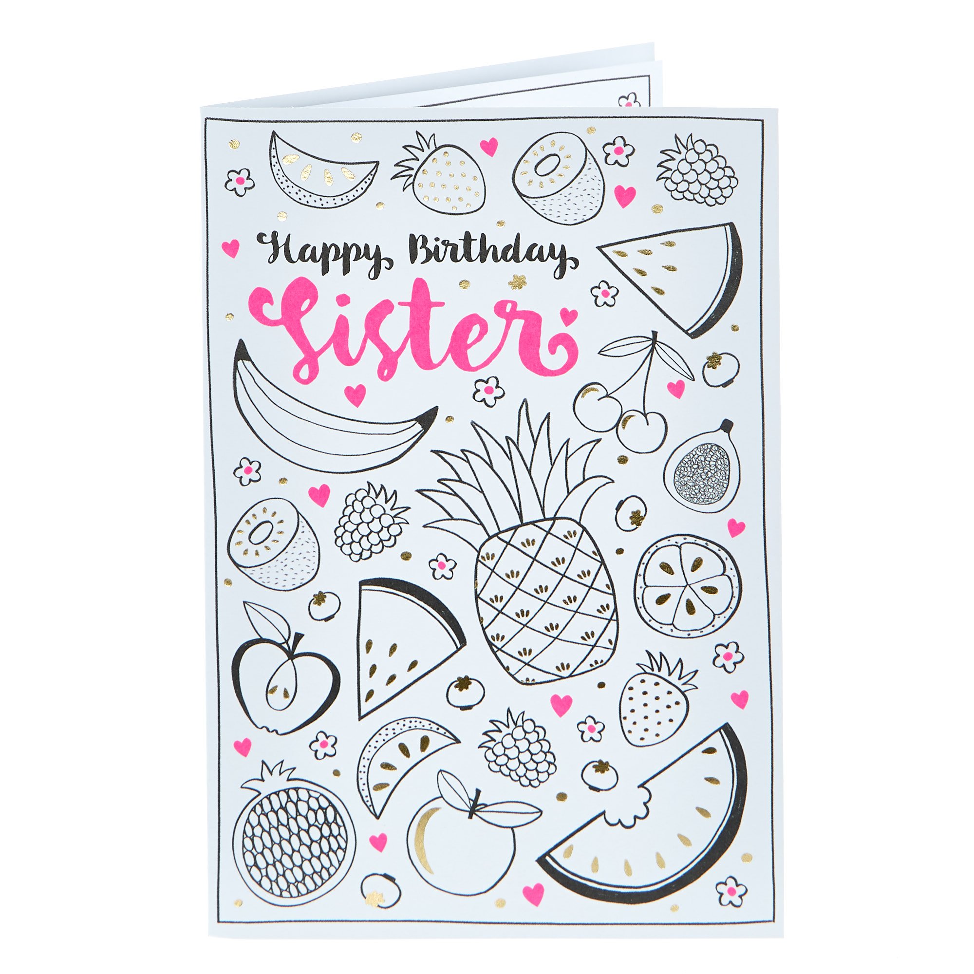 Colour-In Birthday Card - Sister (With Stickers)