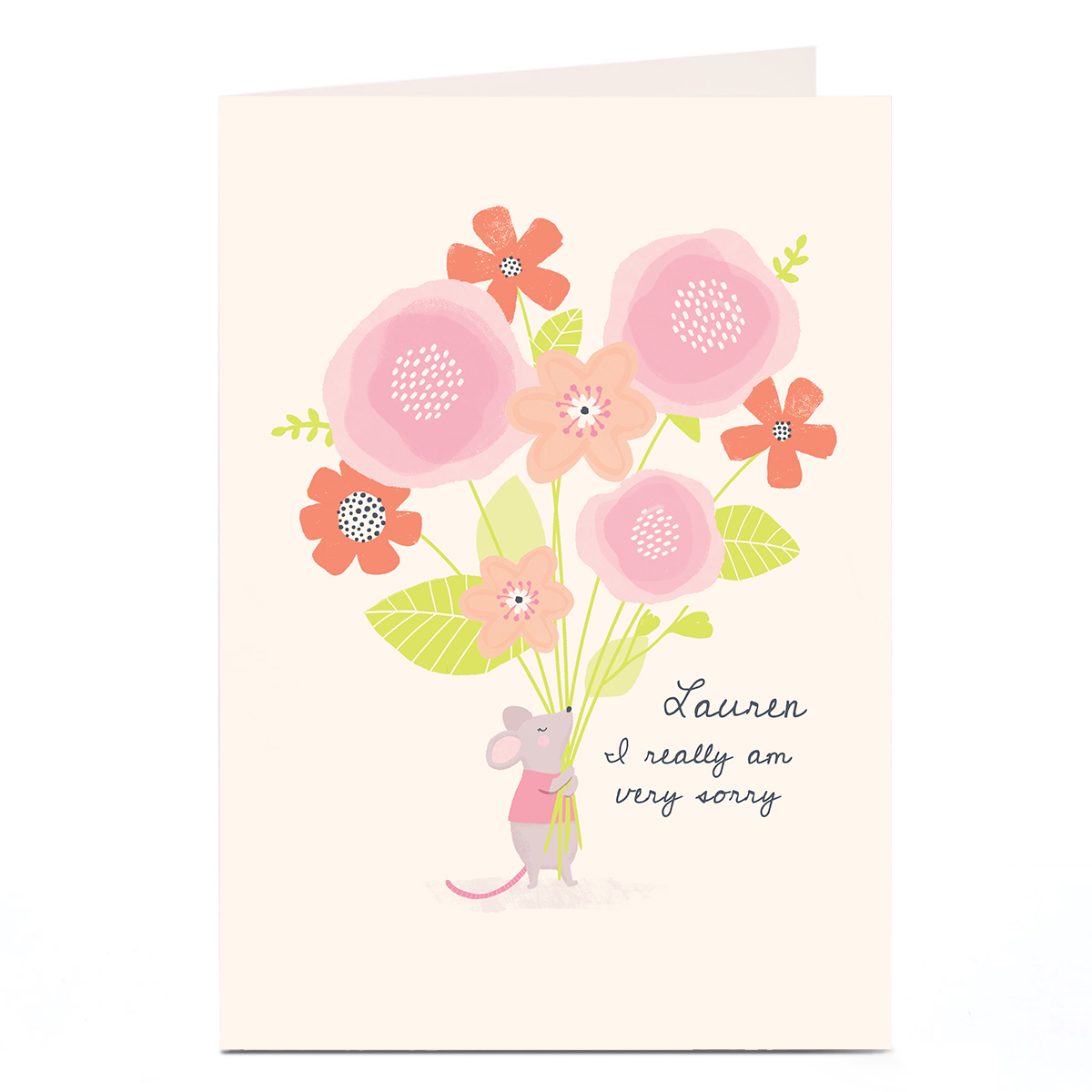 Personalised Sorry Card - Mouse & Flowers 