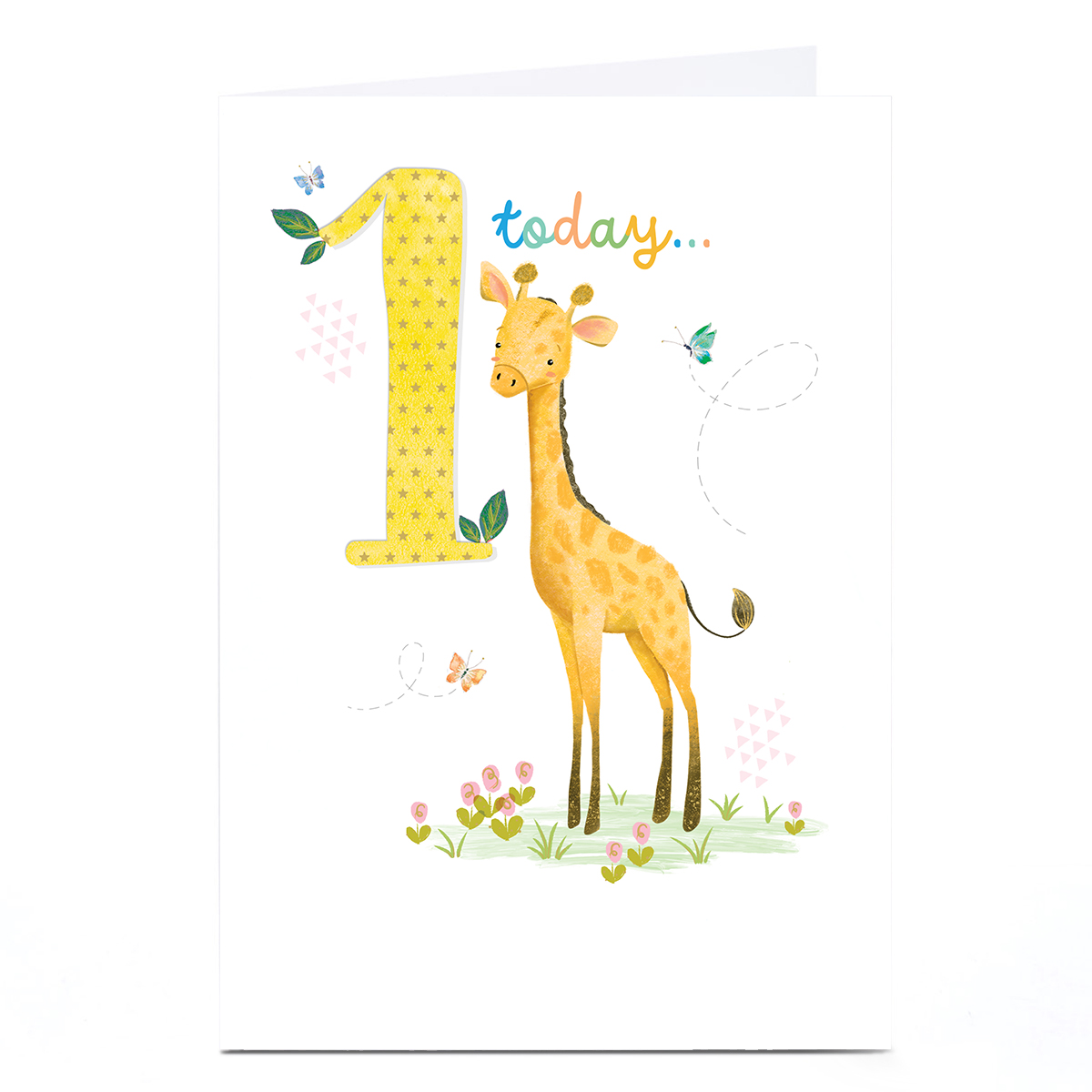 1st Birthday Card - Baby Giraffe, 1 Today
