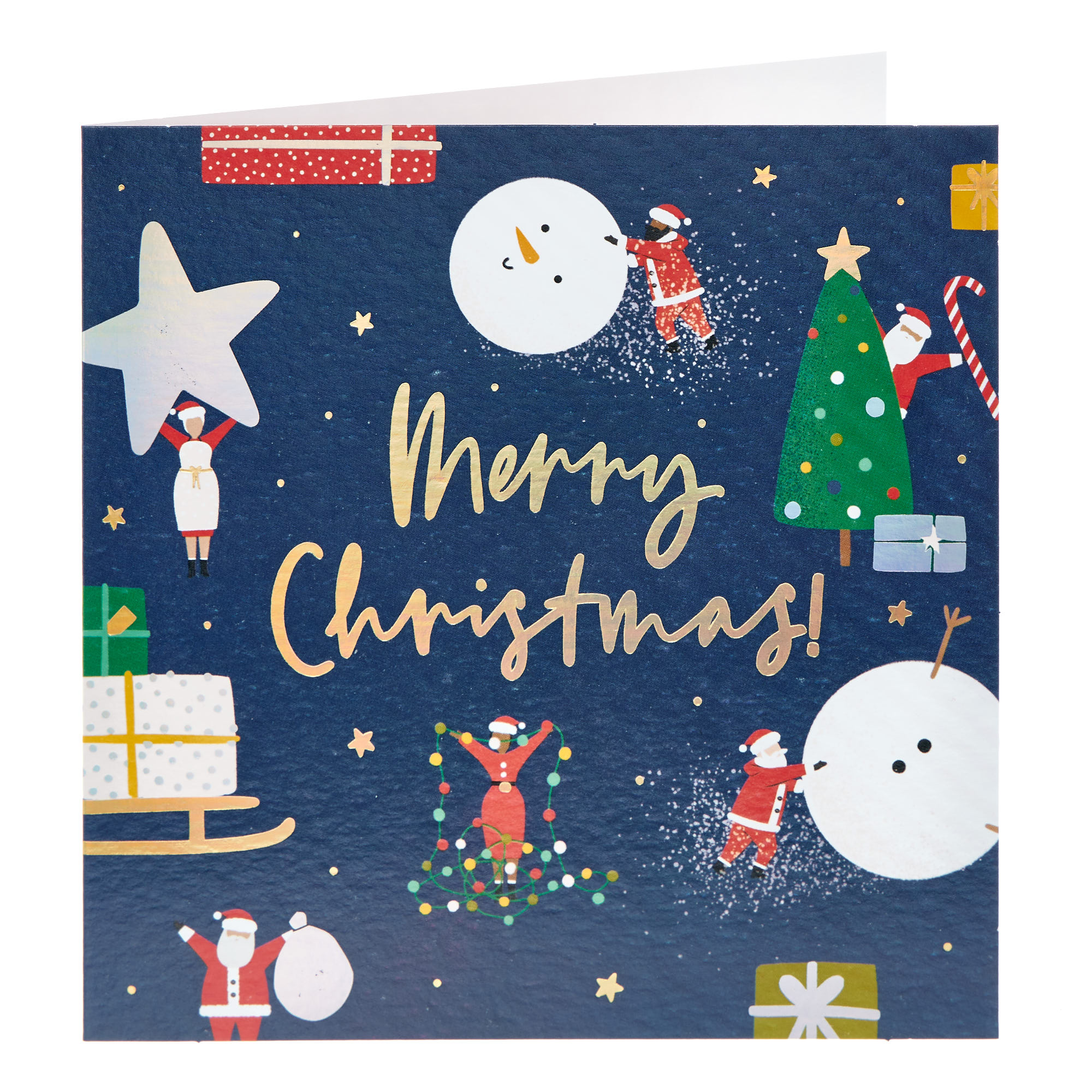 Any Recipient Navy Festive Icons Christmas Card