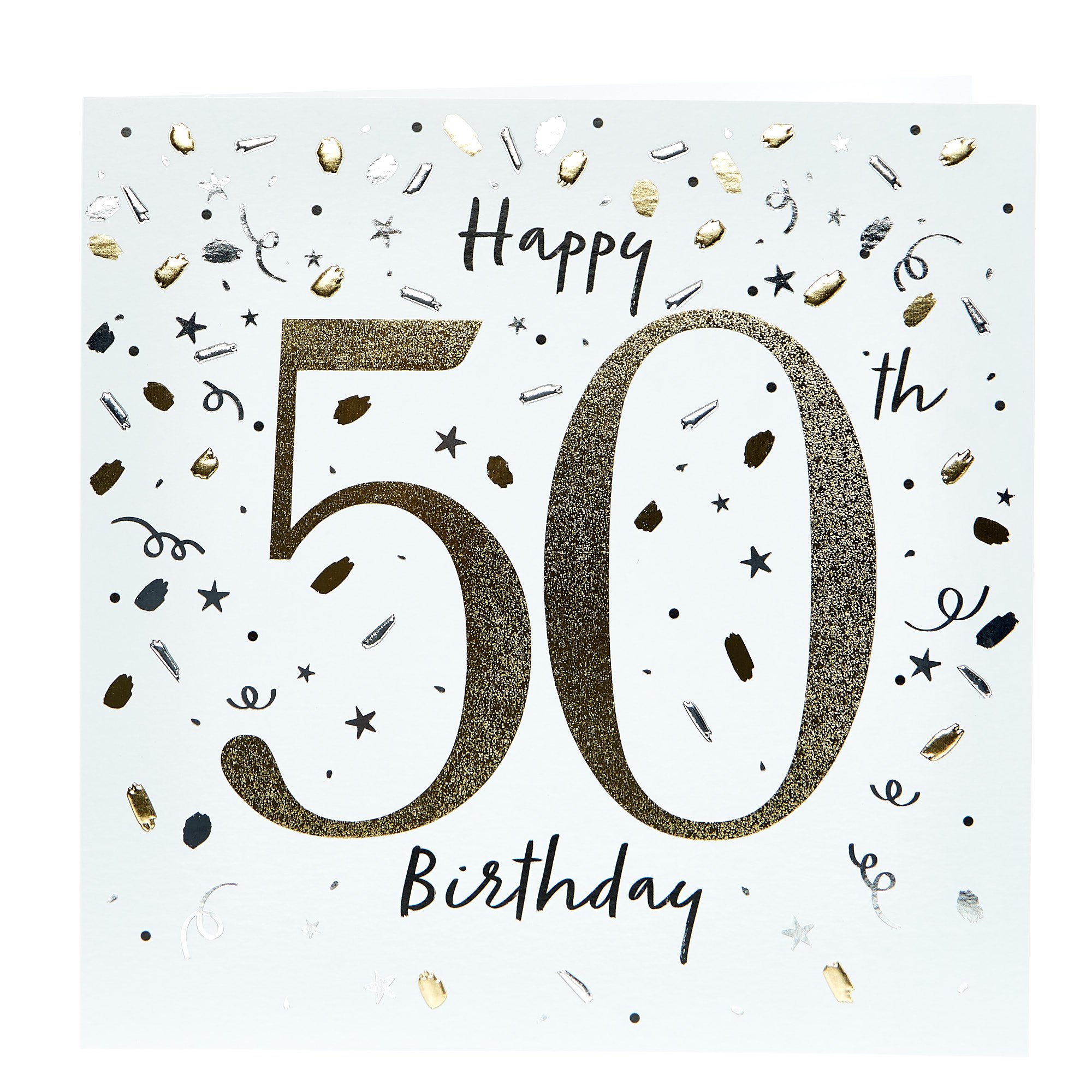 Platinum Collection 50th Birthday Card - White & Gold