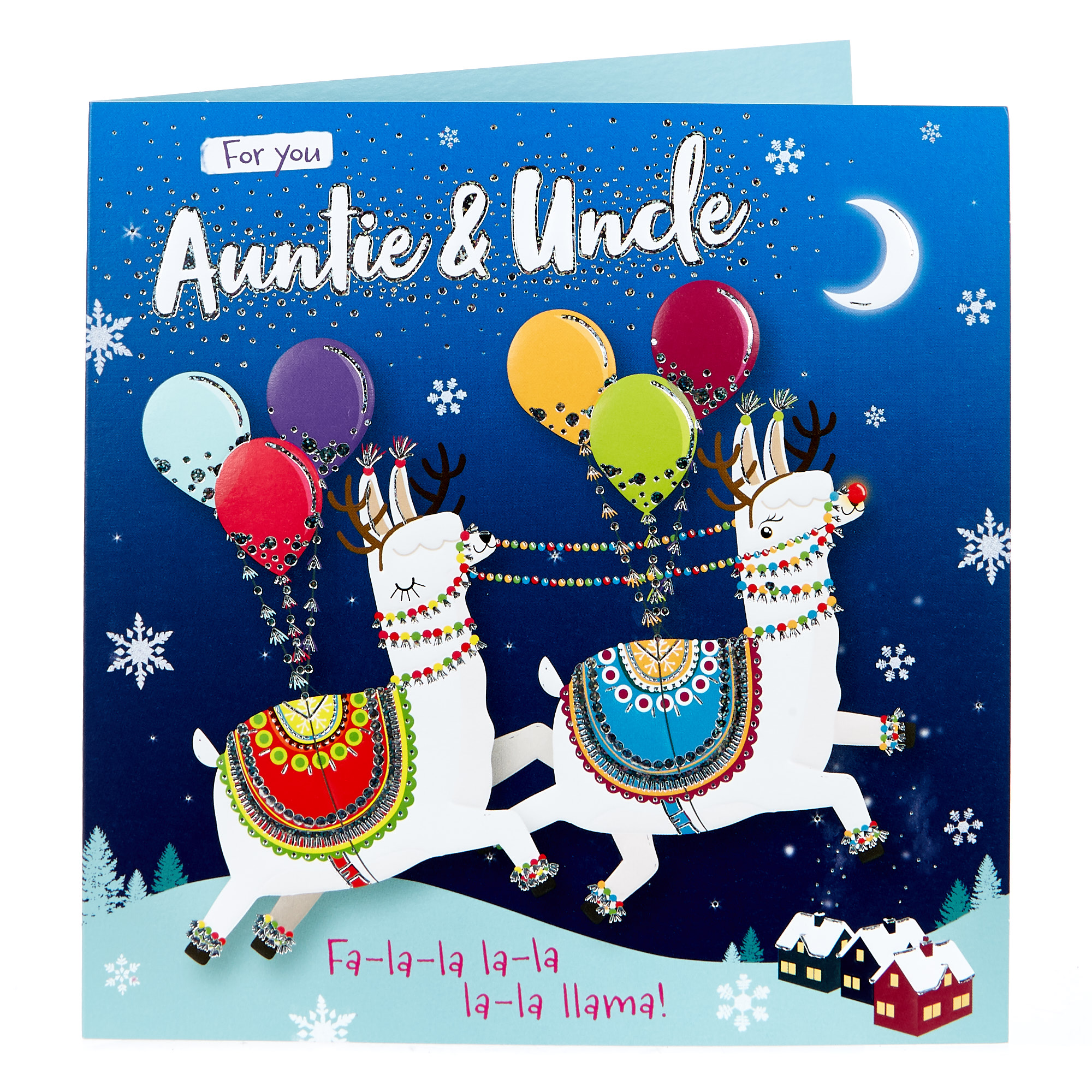 Christmas Card - Auntie & Uncle, Llamas