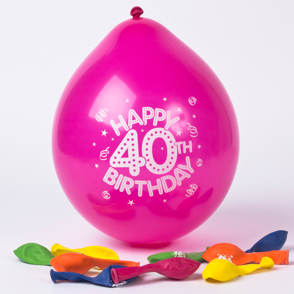Multicoloured Age 40 Small Latex Balloons, Pack Of 10
