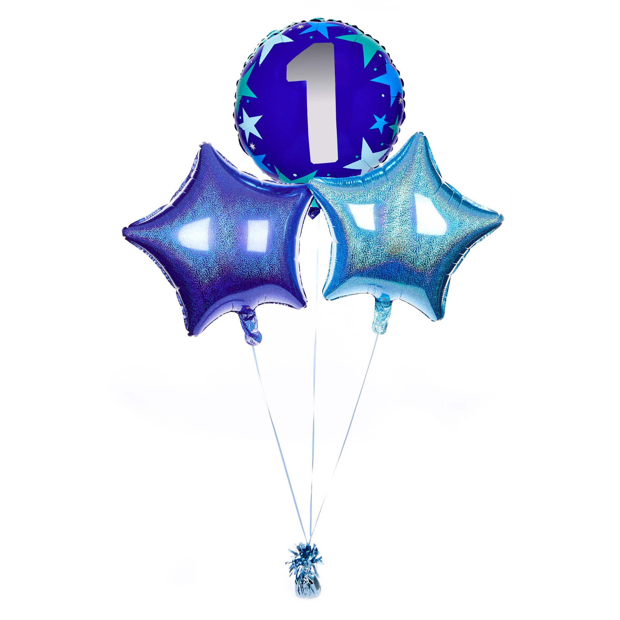 Blue 1st Birthday Balloon Bouquet - Delivered Inflated!