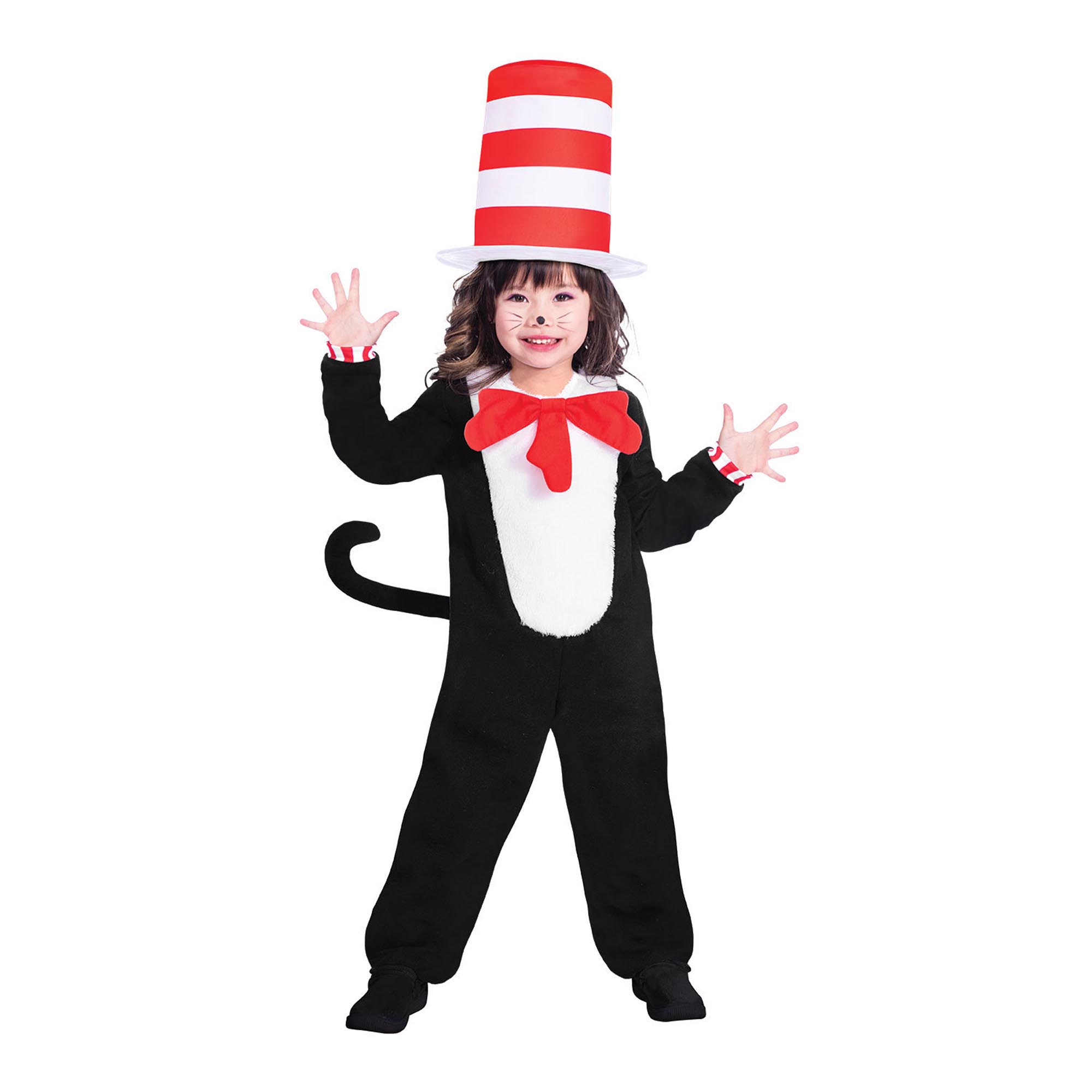Official Cat in the Hat Jumpsuit Children's Fancy Dress Costume