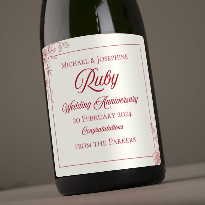 Personalised 40th Wedding Anniversary Cava -  Ruby