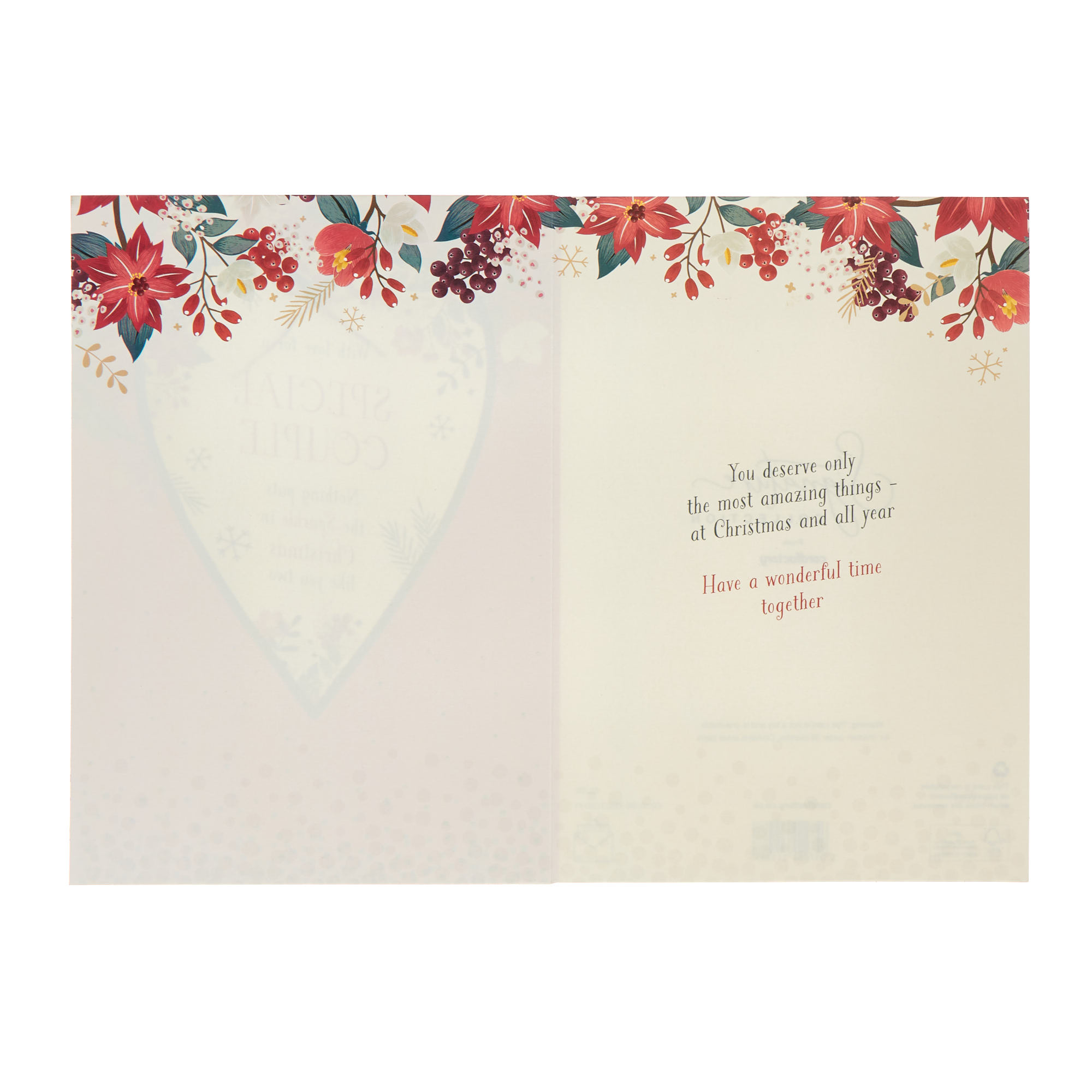 Special Couple Heart Floral Christmas Card
