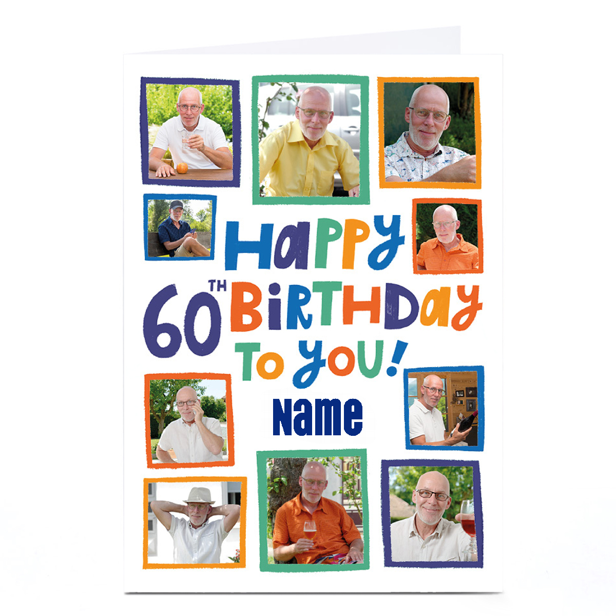 Photo Aimee Stevens 60th Birthday Card - 10 Photos, Any Name