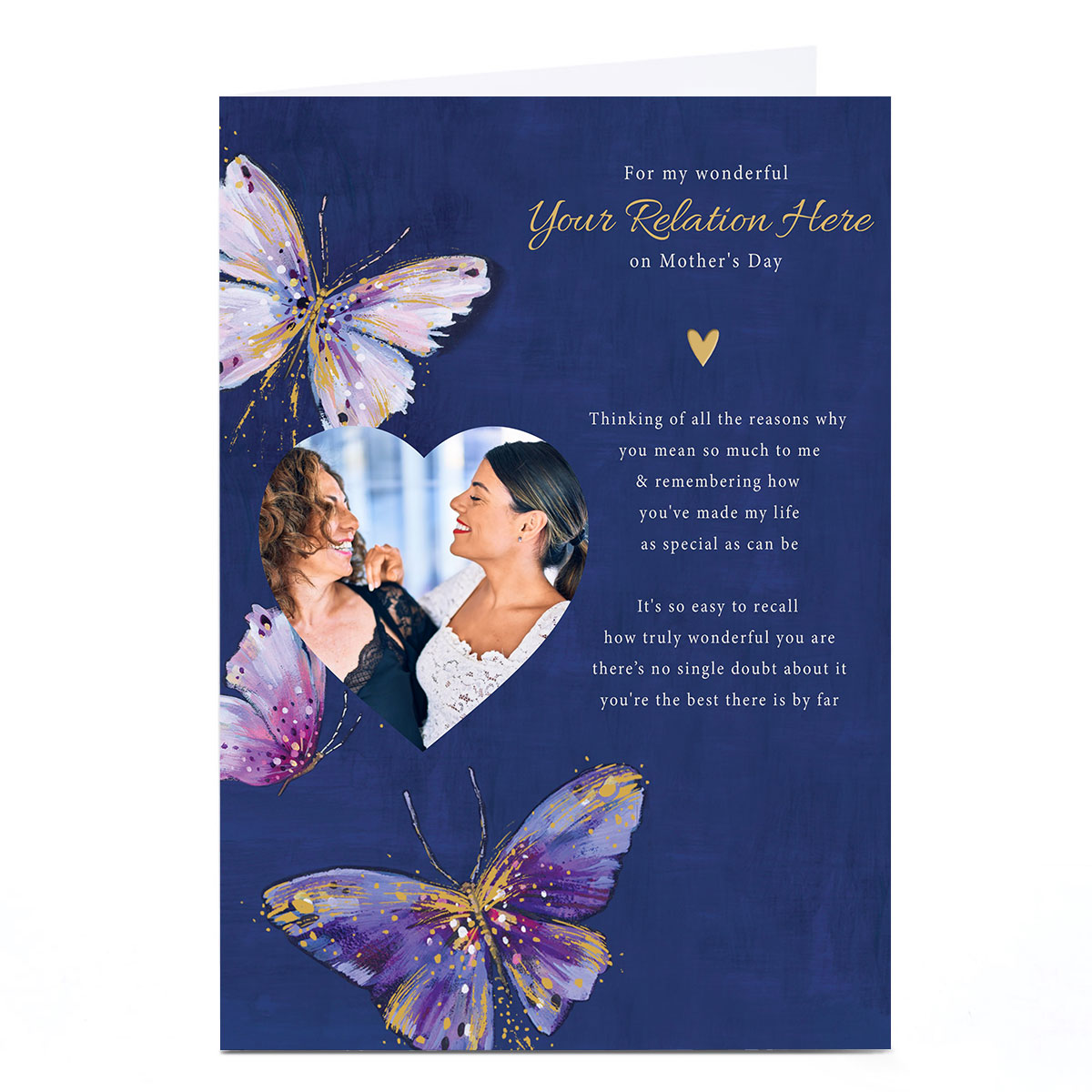 Photo Mother's Day Card - Elegant Butterflies Best By Far, Any Relation