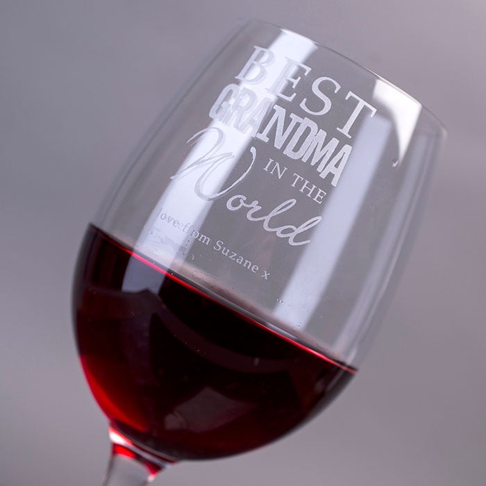 Personalised Best Grandma In The World Wine Glass