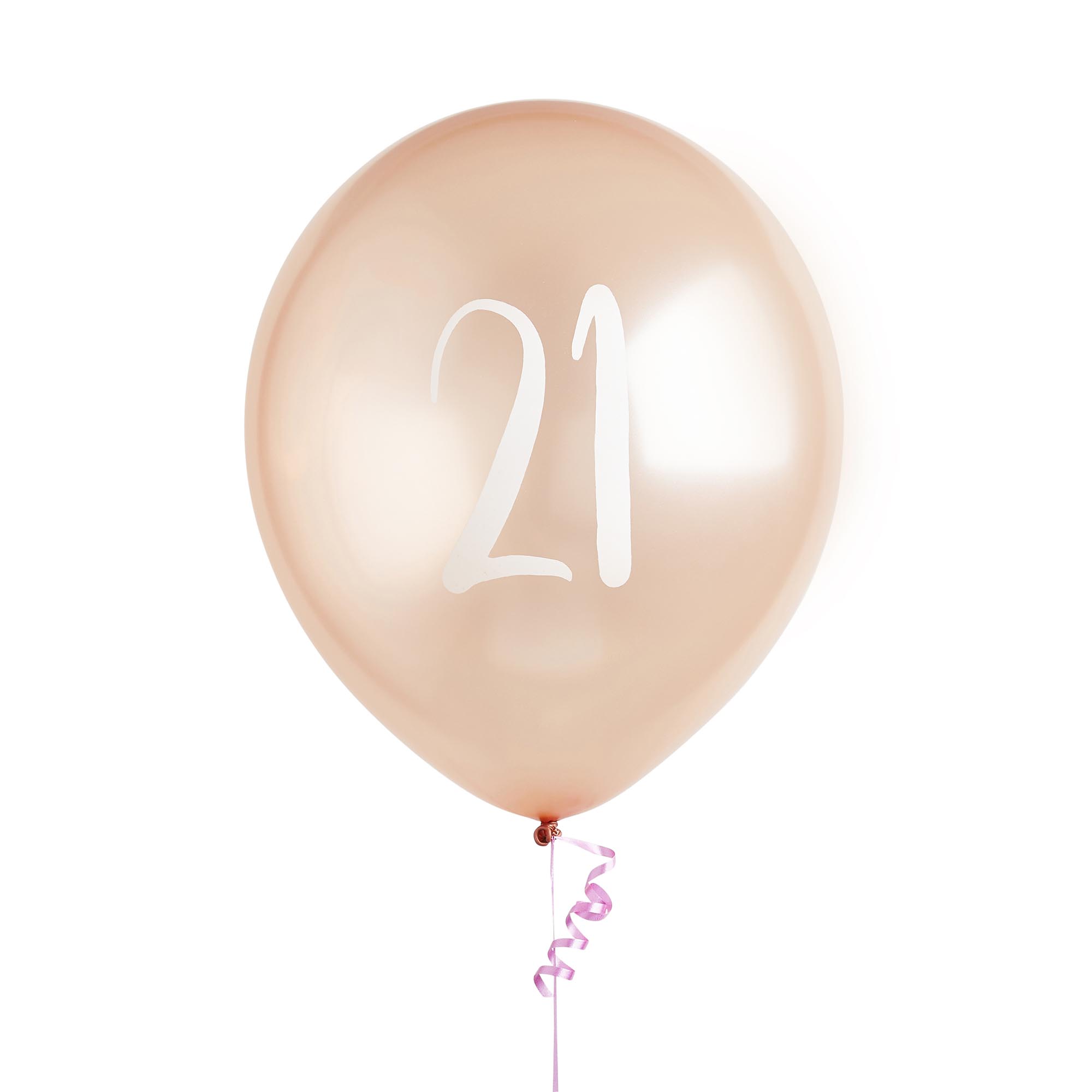 Metallic Rose Gold Number Latex Balloons - Pack of 5 (Milestone Ages)