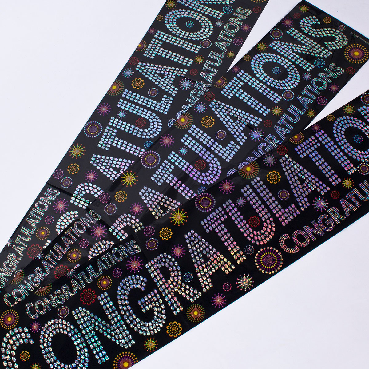 Holographic Black Congratulations Foil Banners - Pack of 3