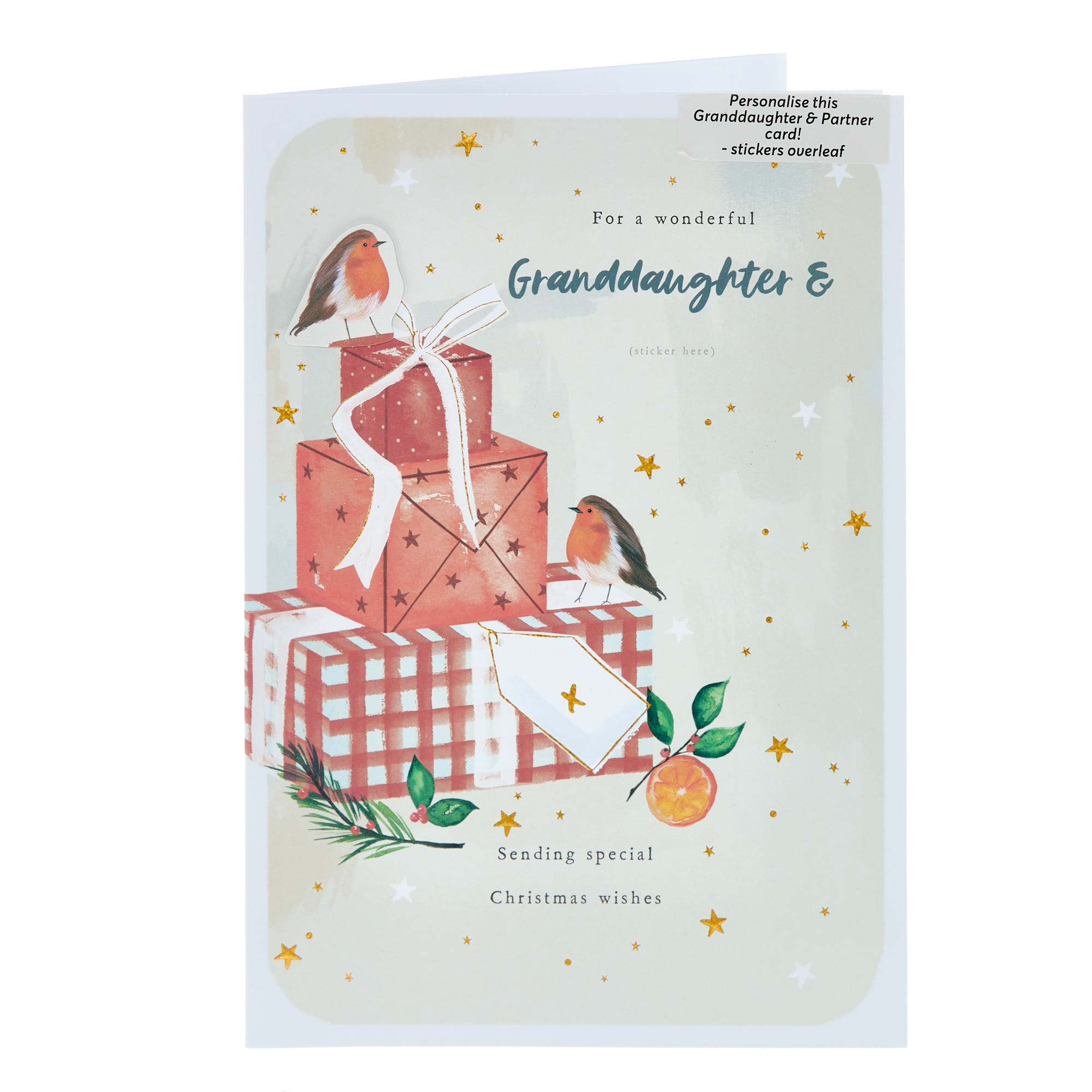 Granddaughter & Partner Christmas Card (With Recipient Stickers)