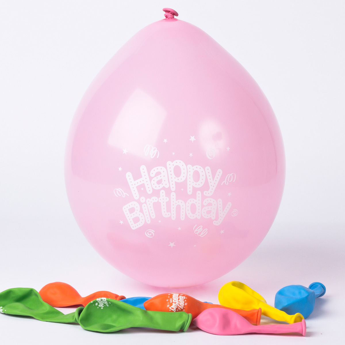 Pastel Happy Birthday Small Air-fill Latex Balloons, Pack Of 10