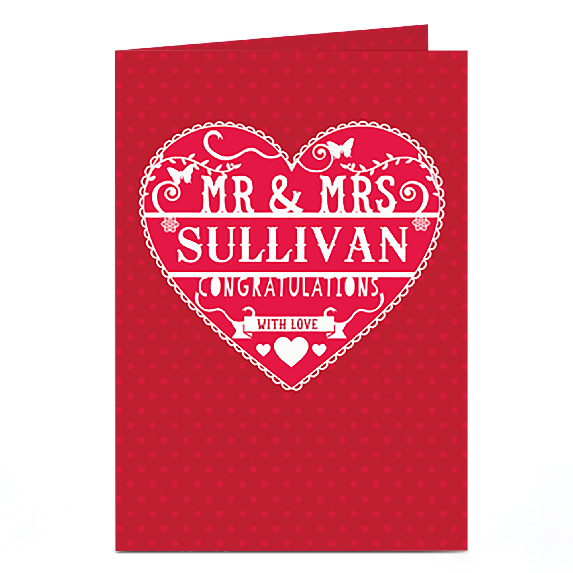 Personalised Wedding Card - Red Heart