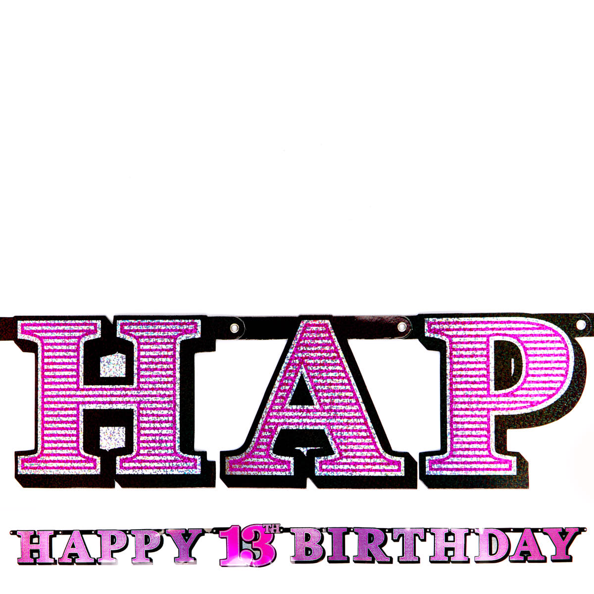 Pink Holographic 13th Birthday Banner