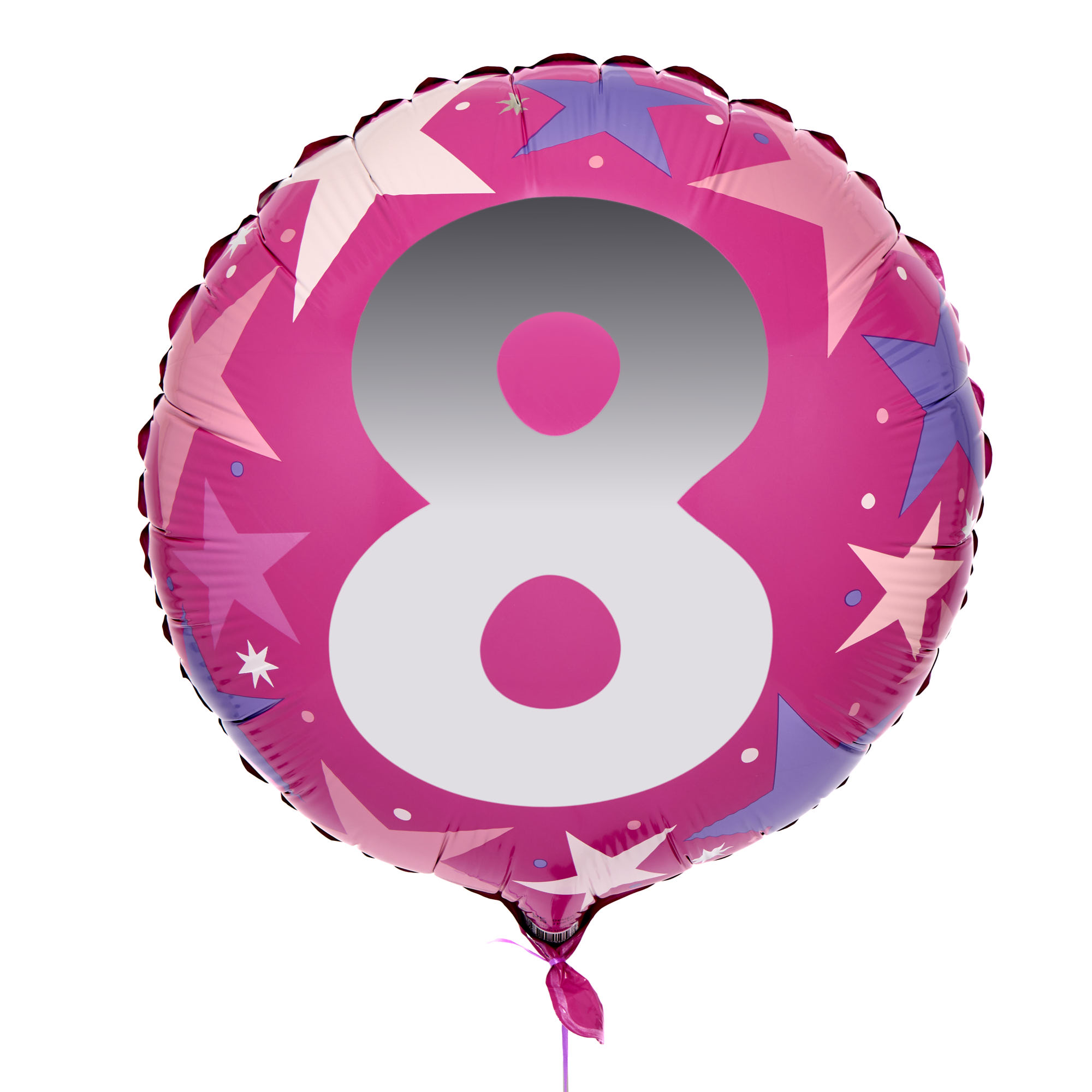 Pink Stars 8th Birthday 18-Inch Foil Helium Balloon