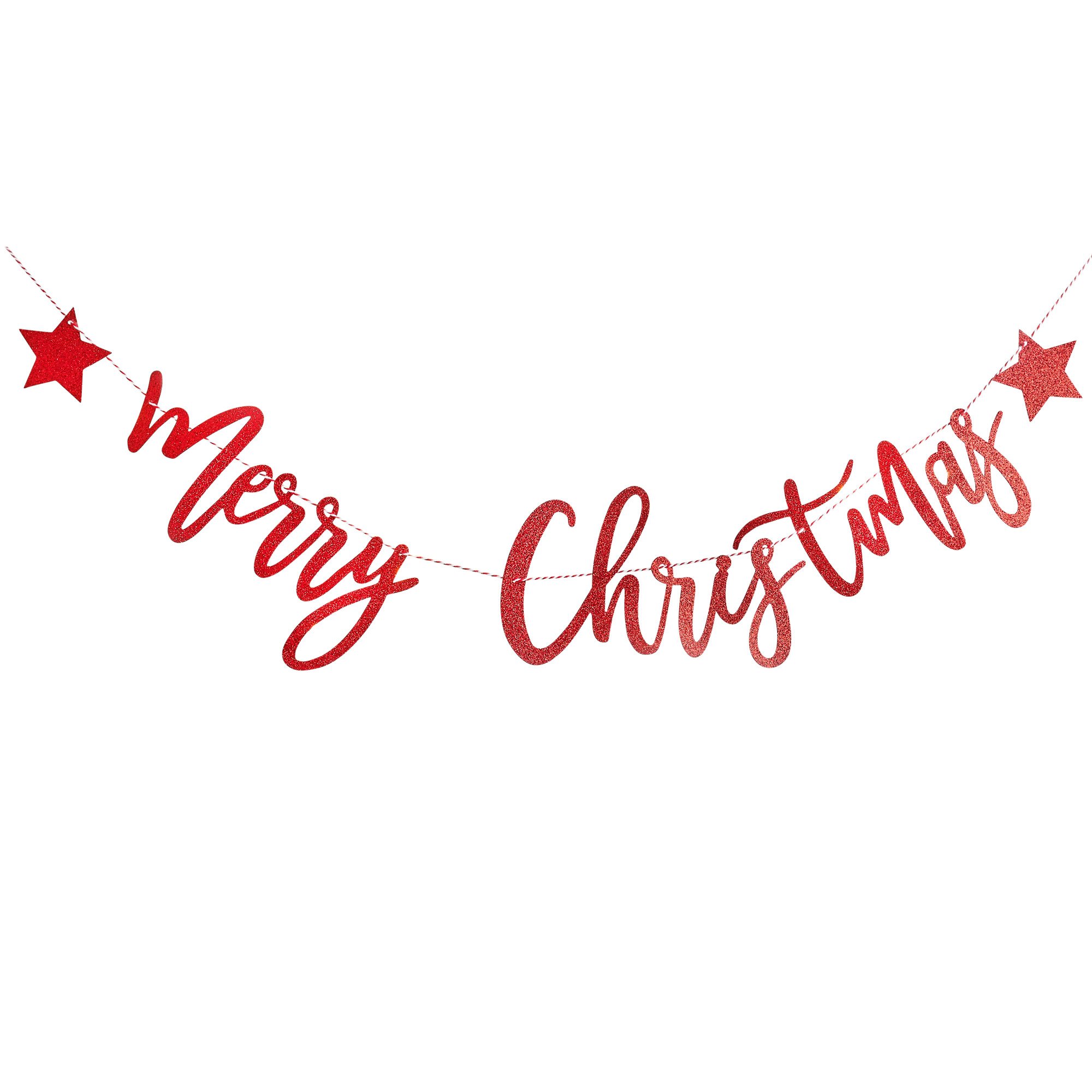 Image of Red Glitter Merry Christmas Banner 2m