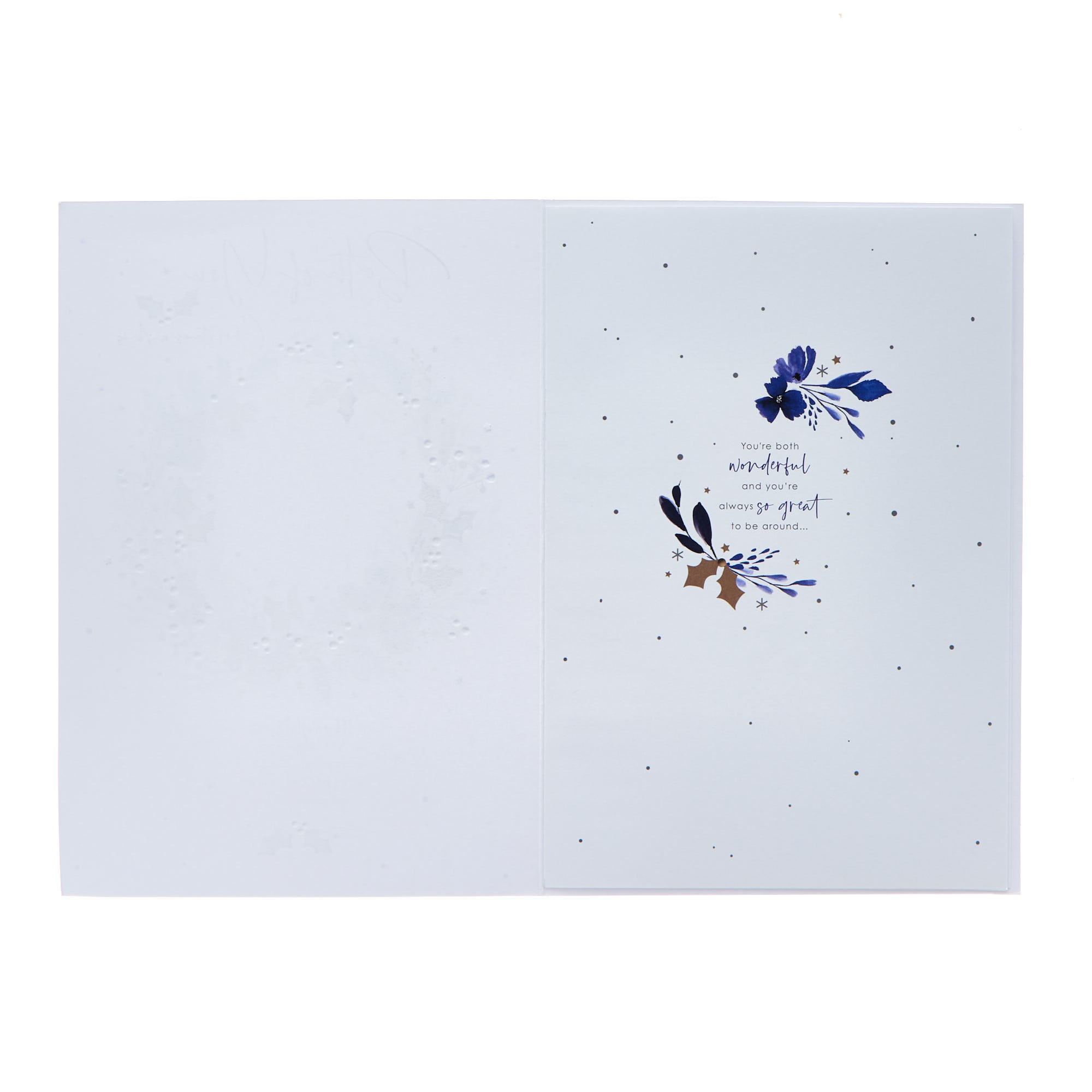 To Both Blue & Gold Wreath Christmas Card
