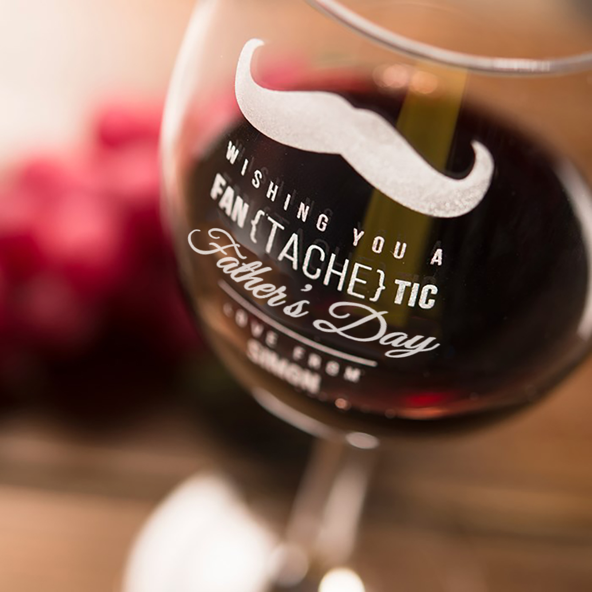 Personalised Fan{tache}tic Father's Day Wine Glass