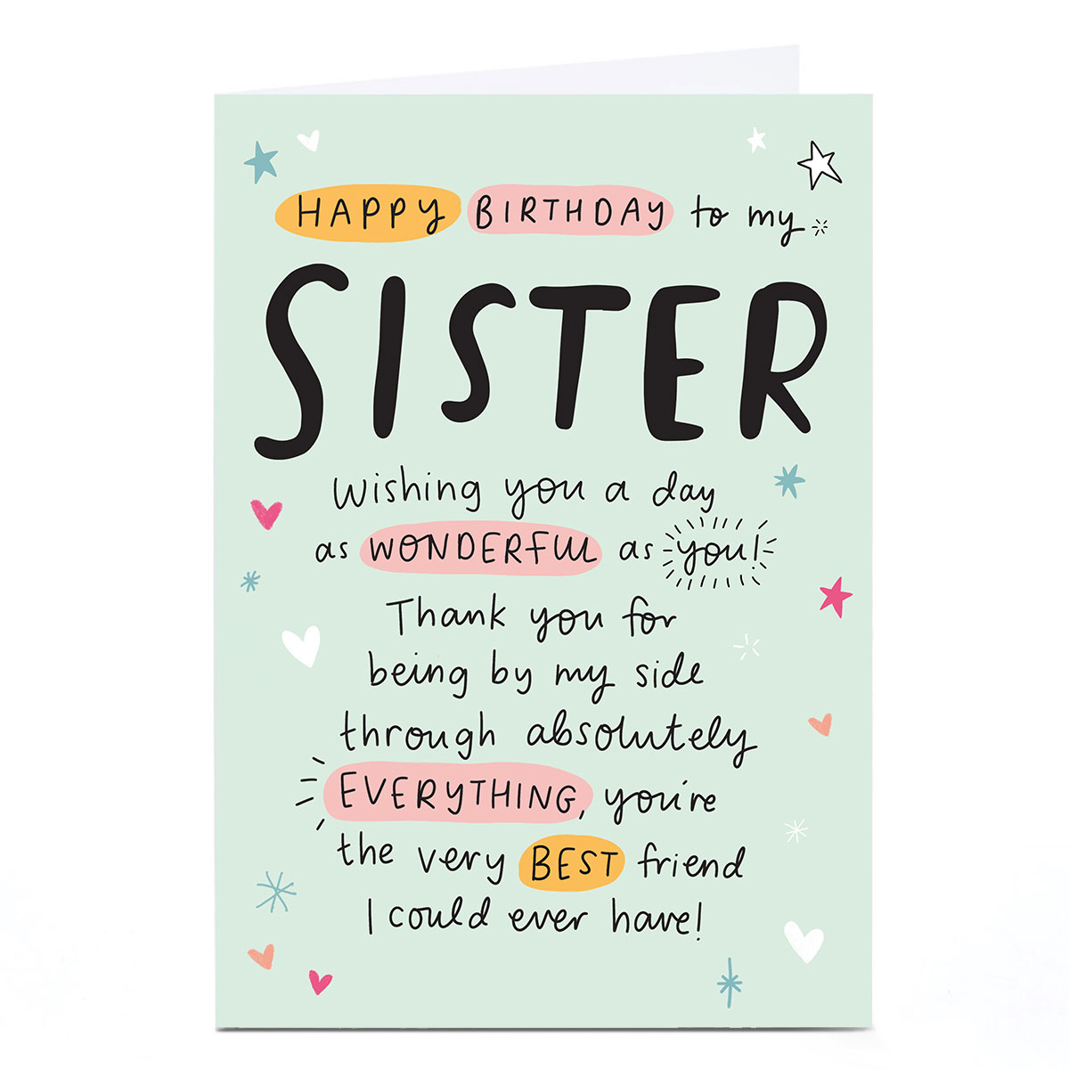 Birthday Card - Very Best Friend, Sister