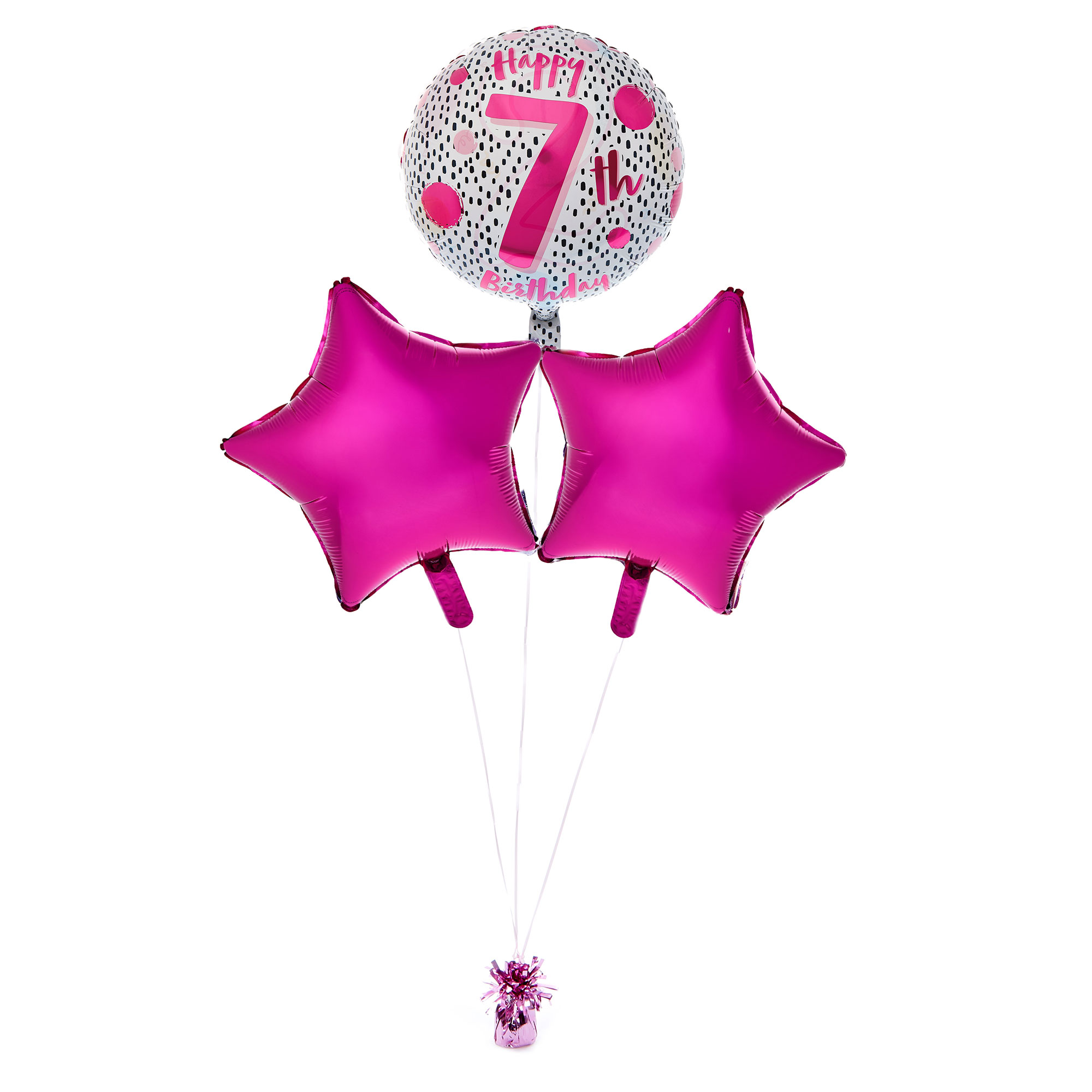 Happy 7th Birthday Balloon Bouquet - DELIVERED INFLATED!
