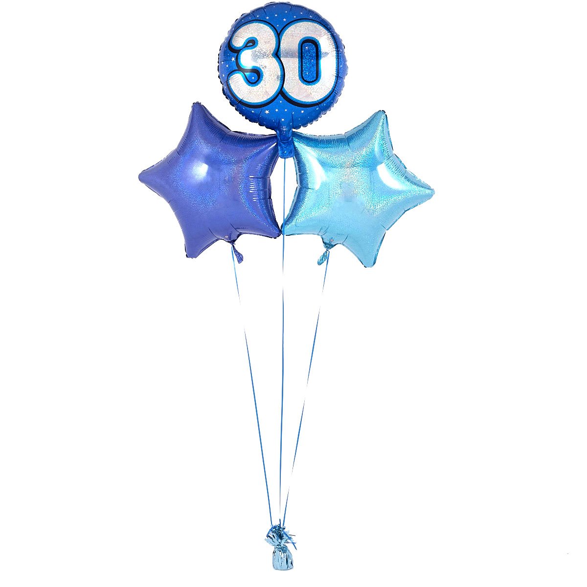 Blue 30th Birthday Balloon Bouquet - DELIVERED INFLATED!