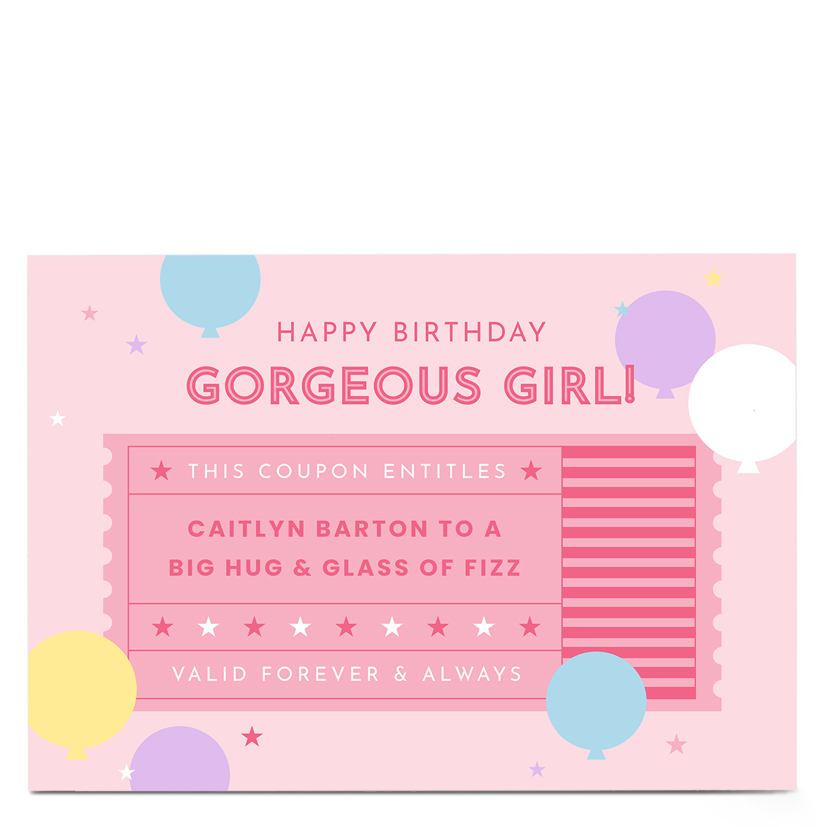 Personalised Birthday Card - Fizz Coupon