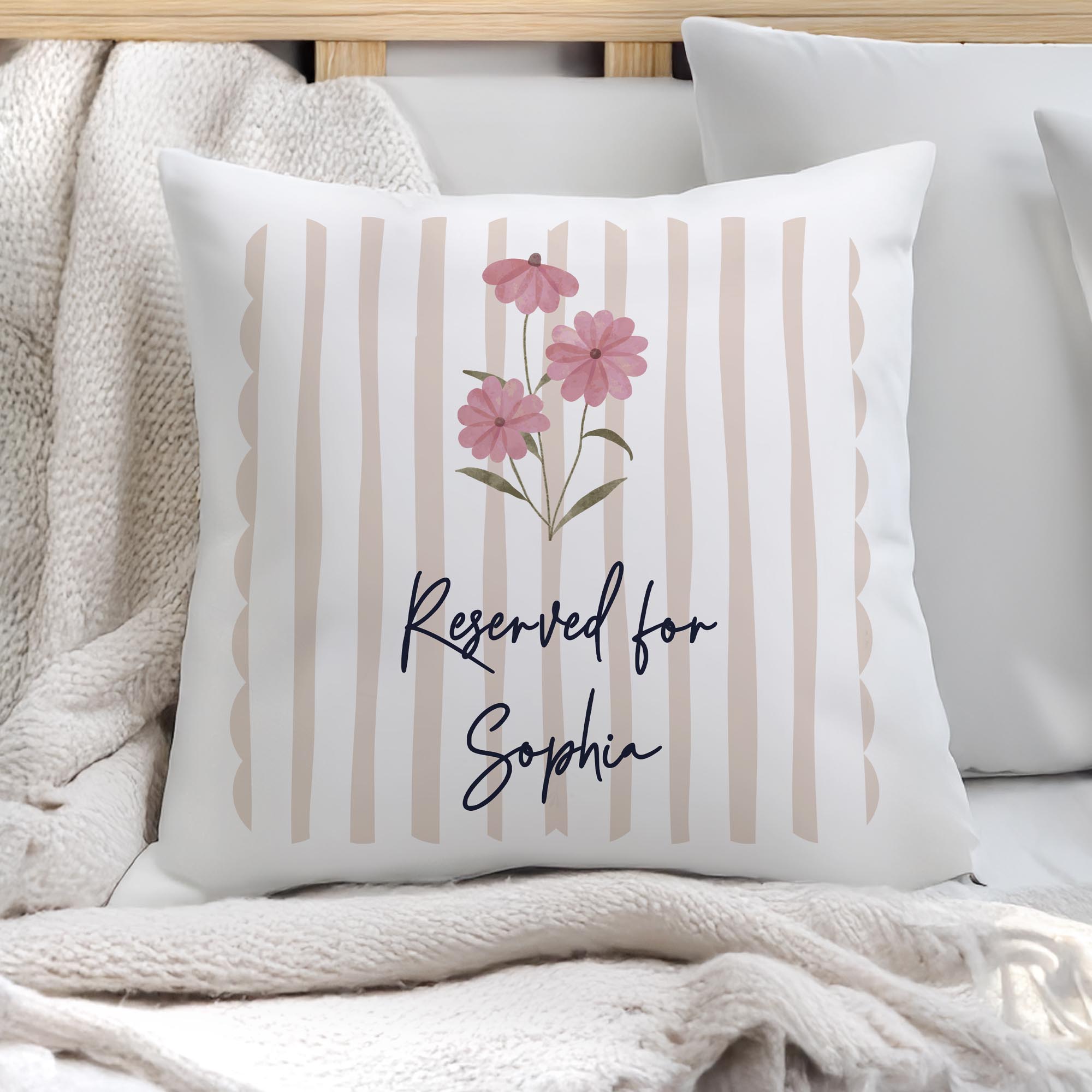 Personalised Floral Stripe Cushion