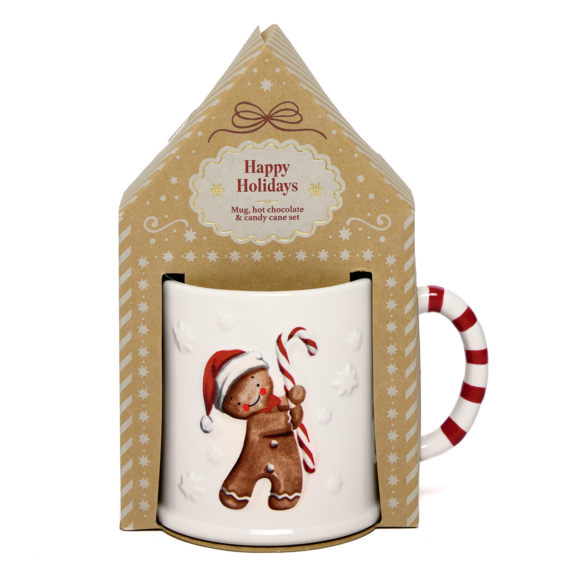 Happy Holidays Mug, Hot Chocolate & Candy Cane Set
