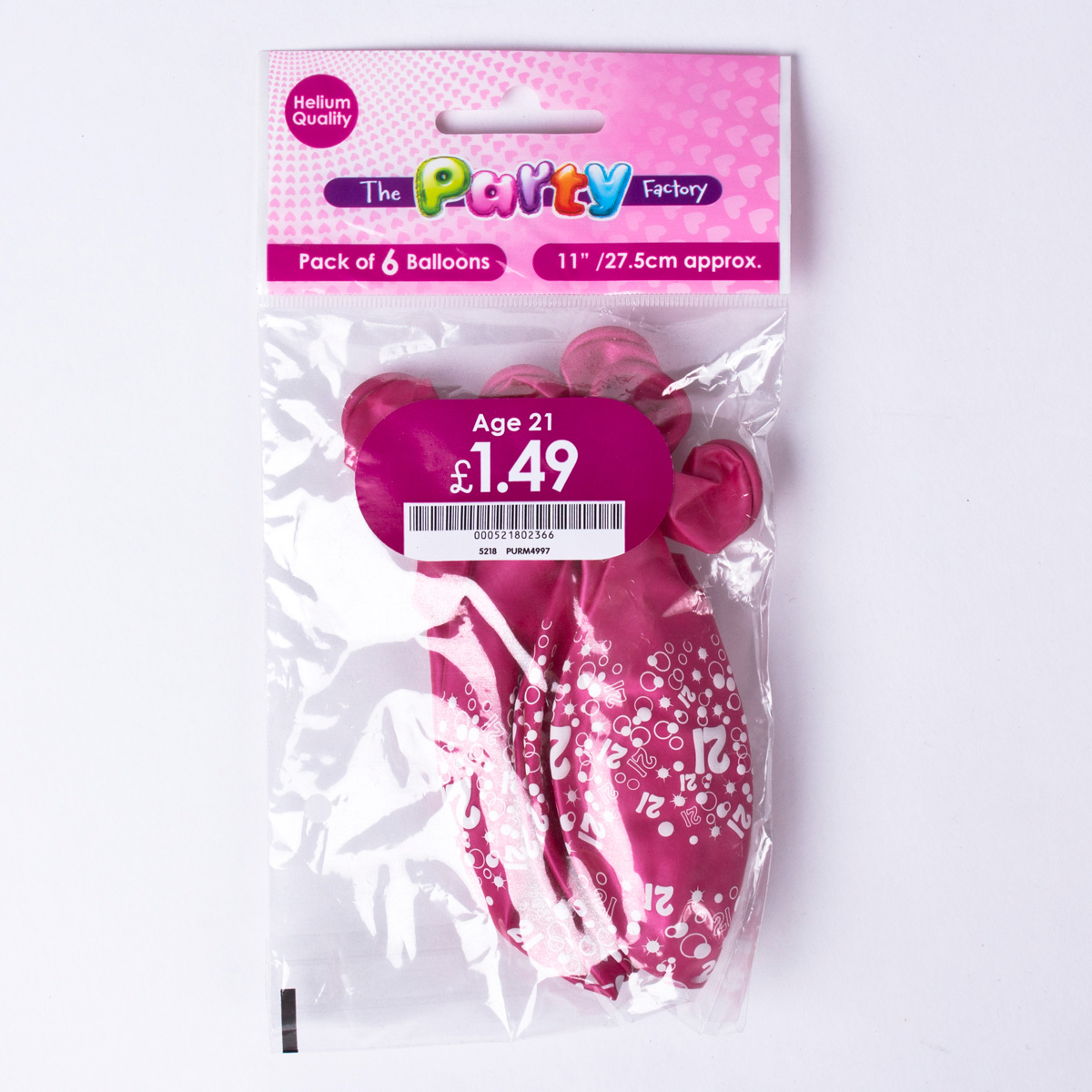 Metallic Pink Circles 21st Birthday Latex Balloons - Pack Of 6