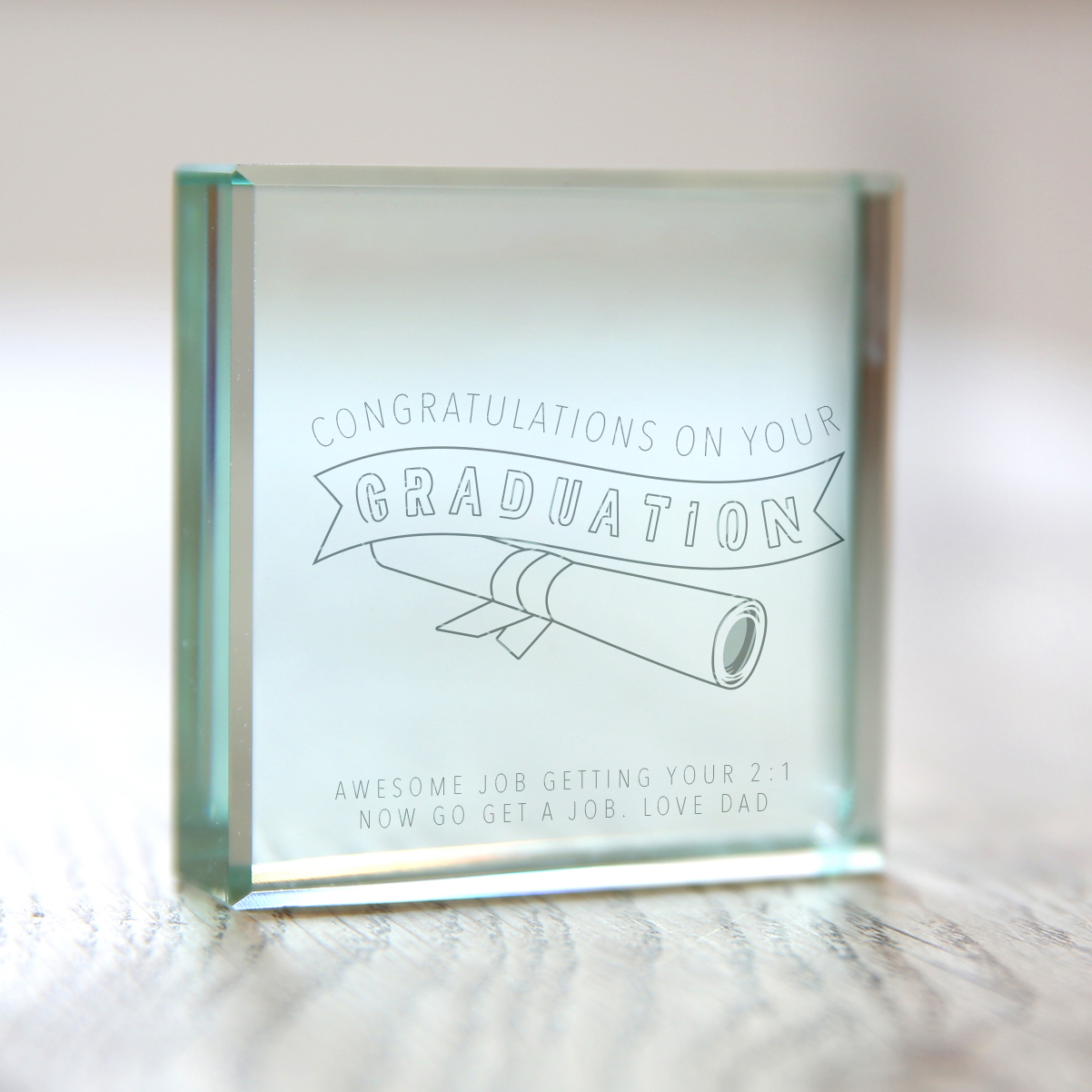 Personalised Engraved Glass Token - Congratulations On Your Graduation