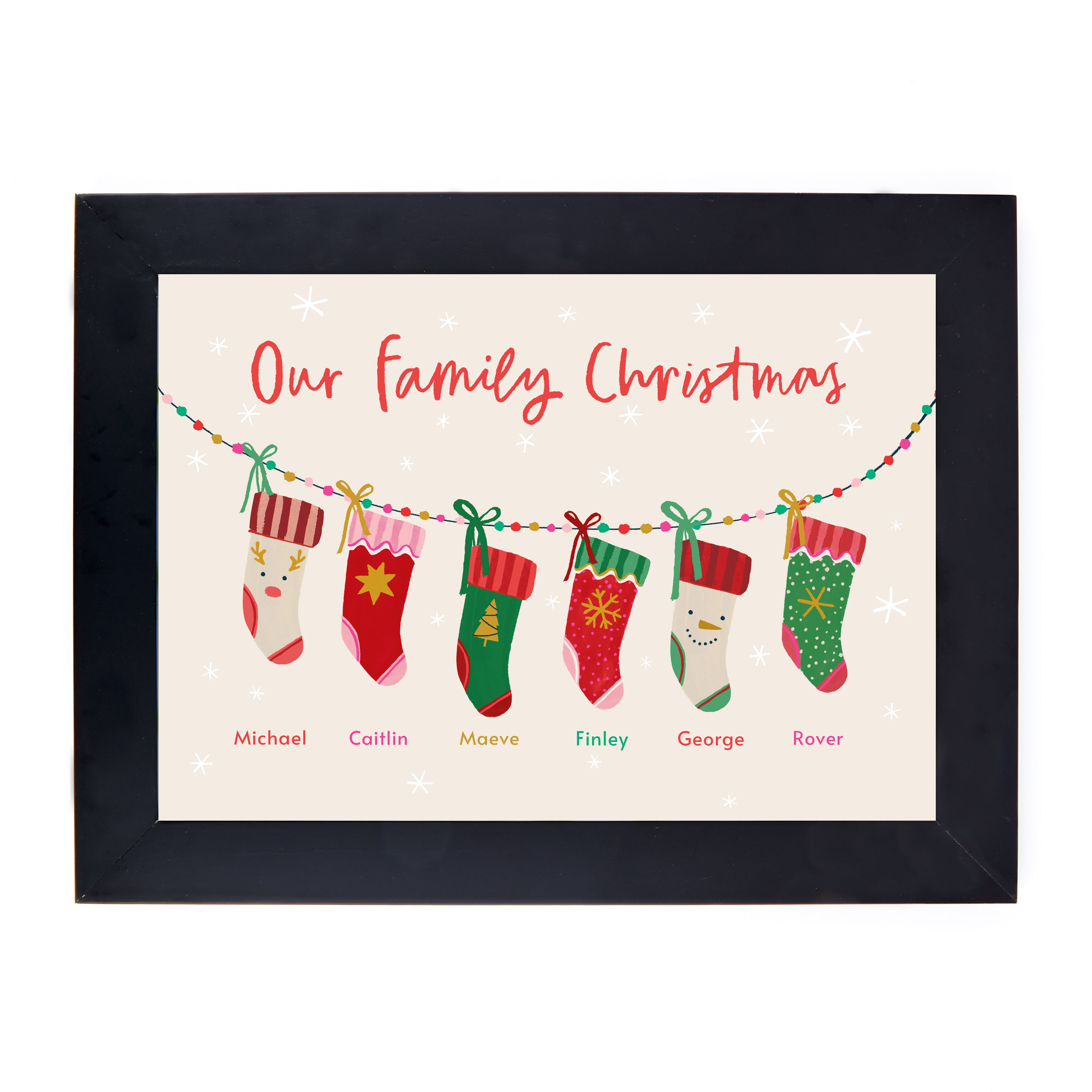 Personalised Family of 6 Christmas Print - 6 Stockings