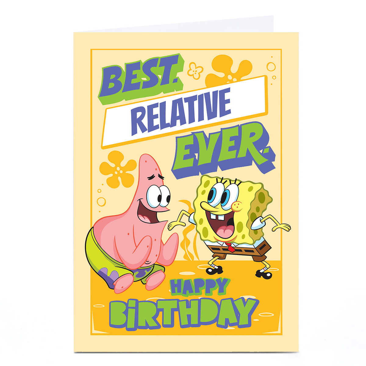 Personalised Spongebob Birthday Card - Best Relative Ever