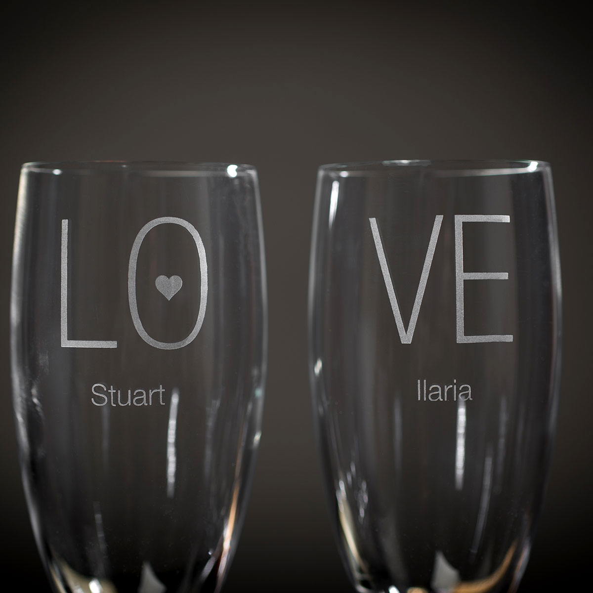 Personalised Engraved 'Love' Champagne Flutes