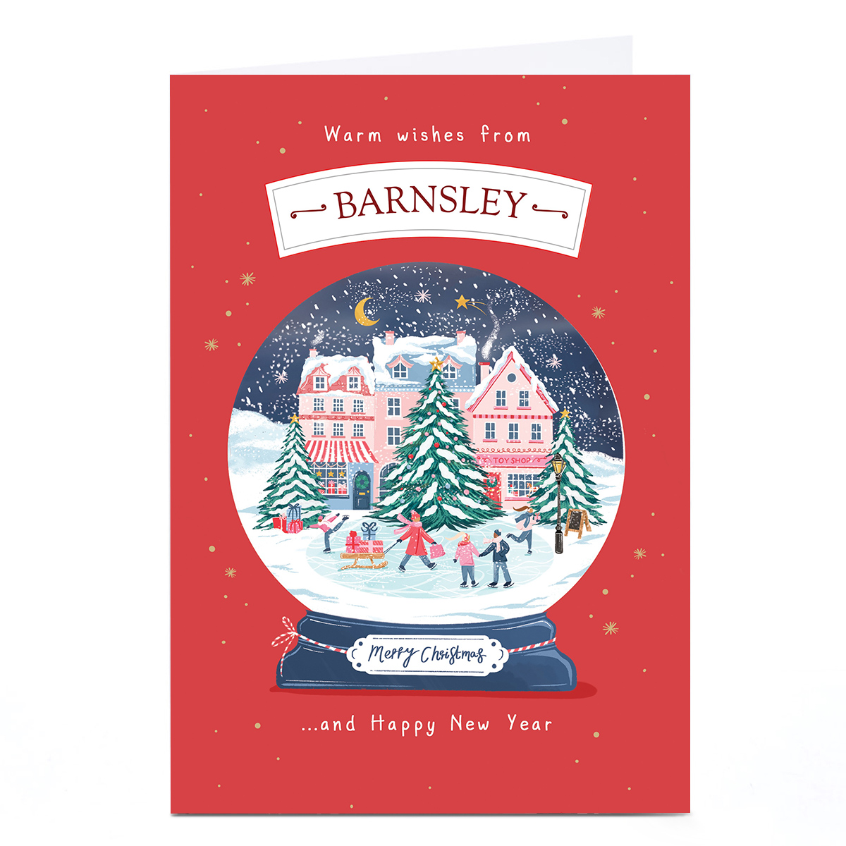 Personalised Christmas Card - Warm Wishes From Town
