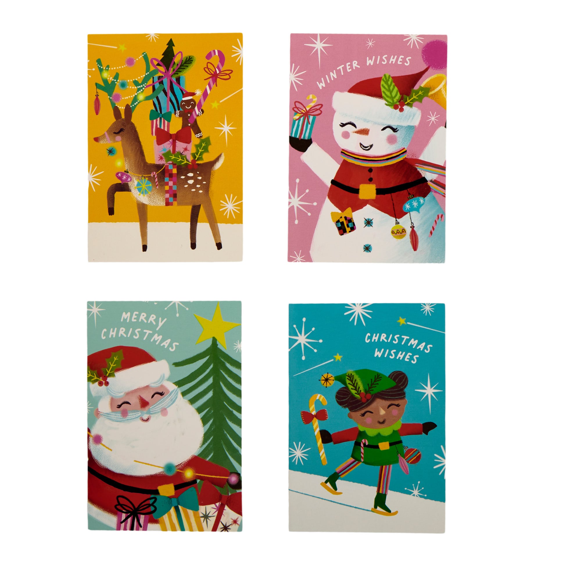 32 Mini Santa & Friends Charity Christmas Cards - 4 Designs